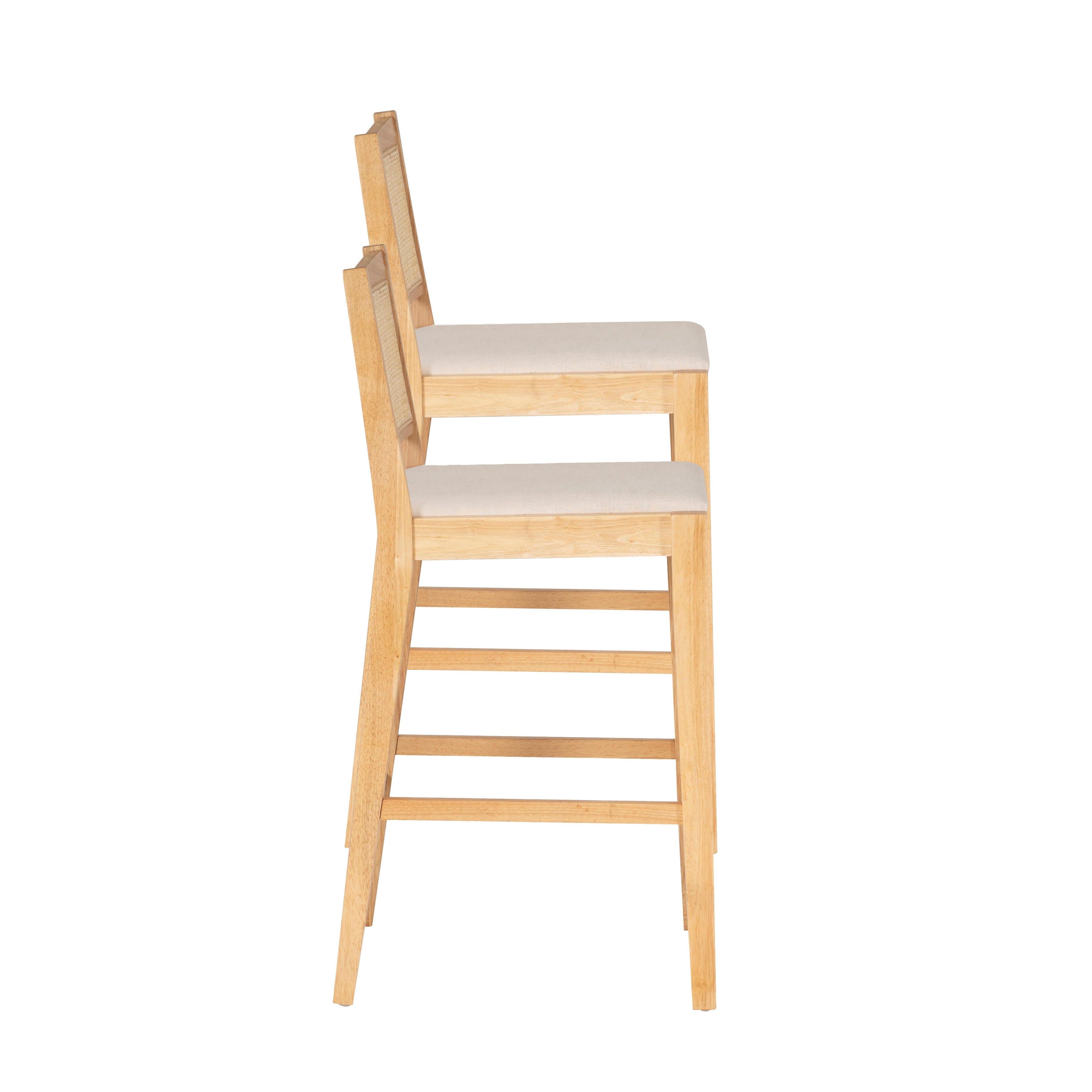Linon Pacey Bar Height Bar Stool (Set of 2), Natural, large