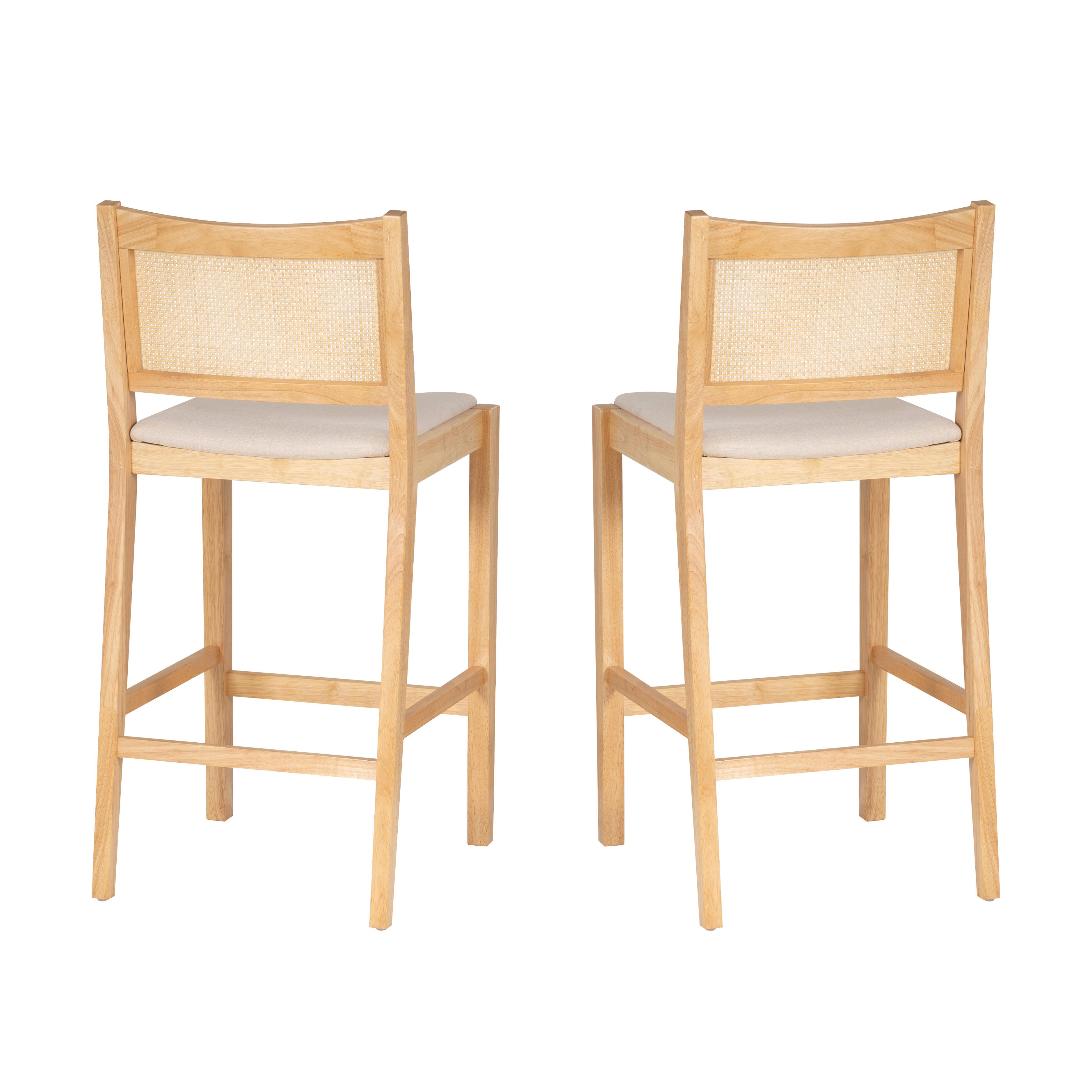 Linon Pacey Bar Height Bar Stool (Set of 2), Natural, large