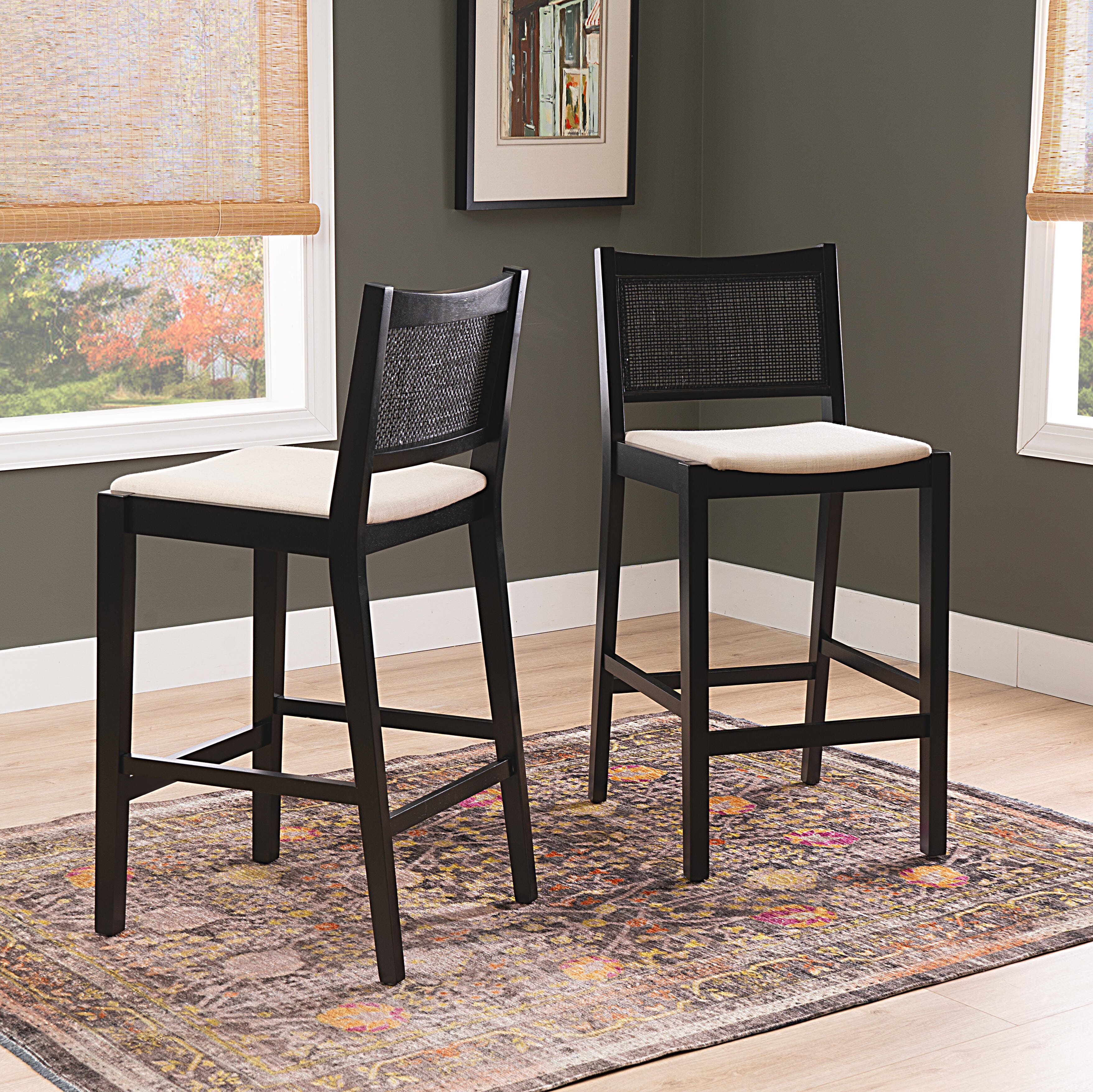 Linon Pacey Bar Height Bar Stool (Set of 2), Black, large