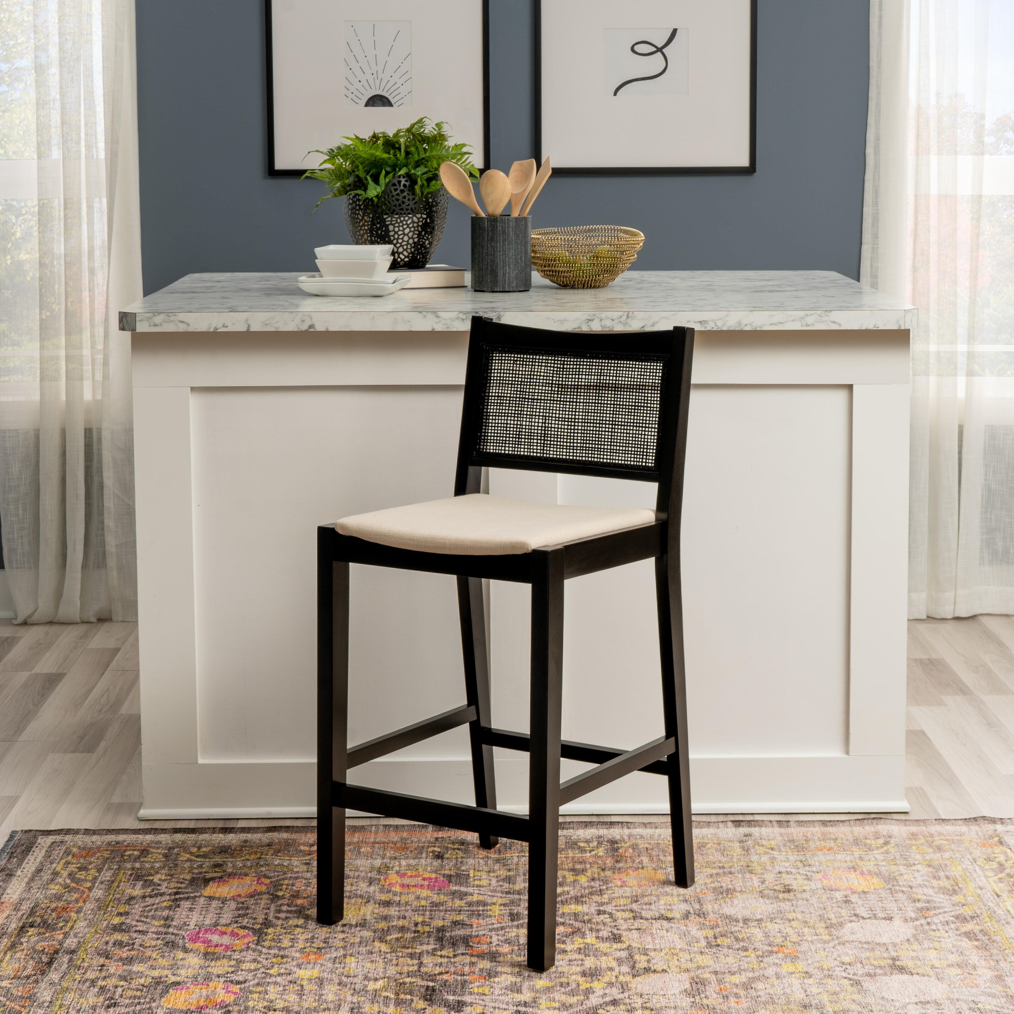 Linon Pacey Bar Height Bar Stool (Set of 2), Black, large