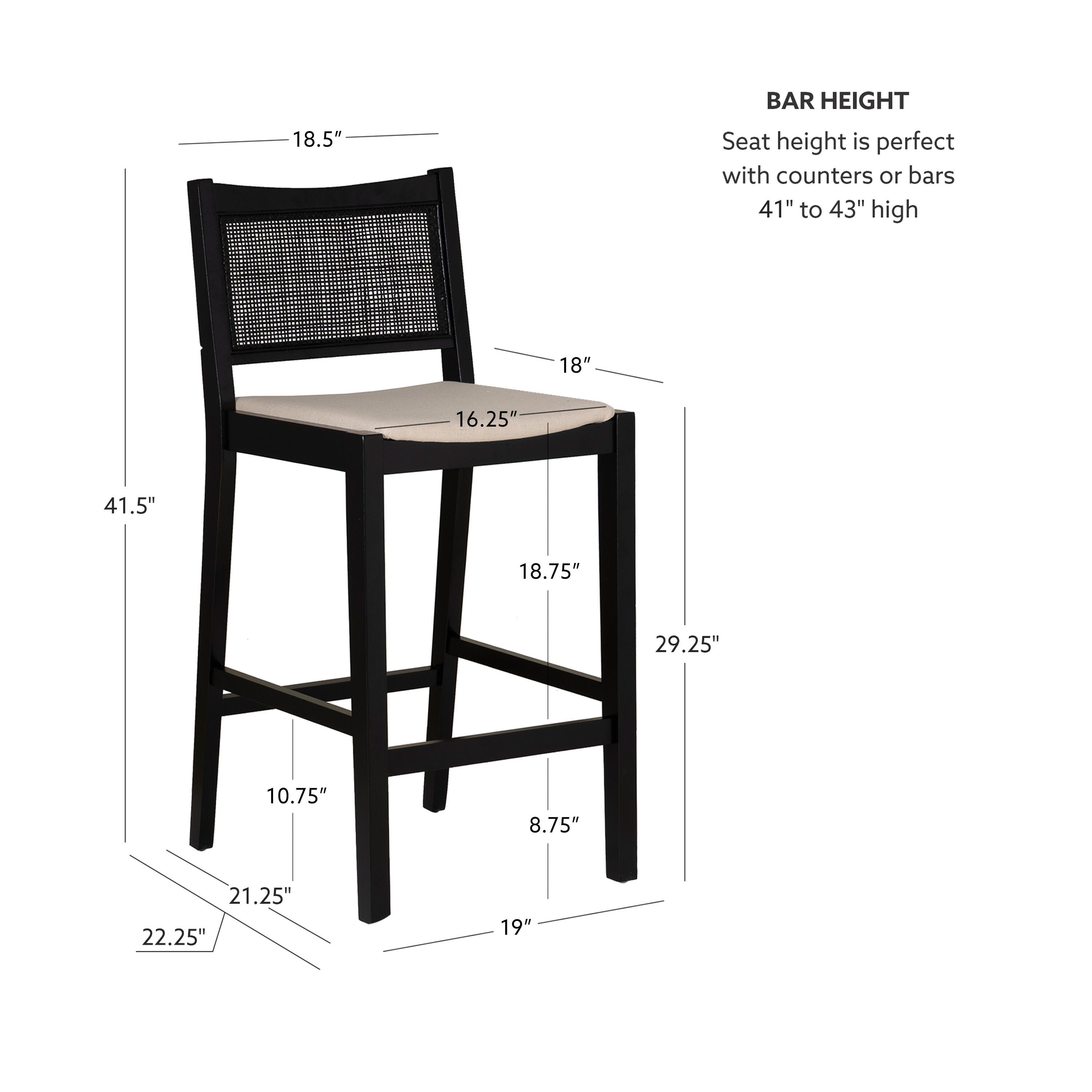 Linon Pacey Bar Height Bar Stool (Set of 2), Black, large