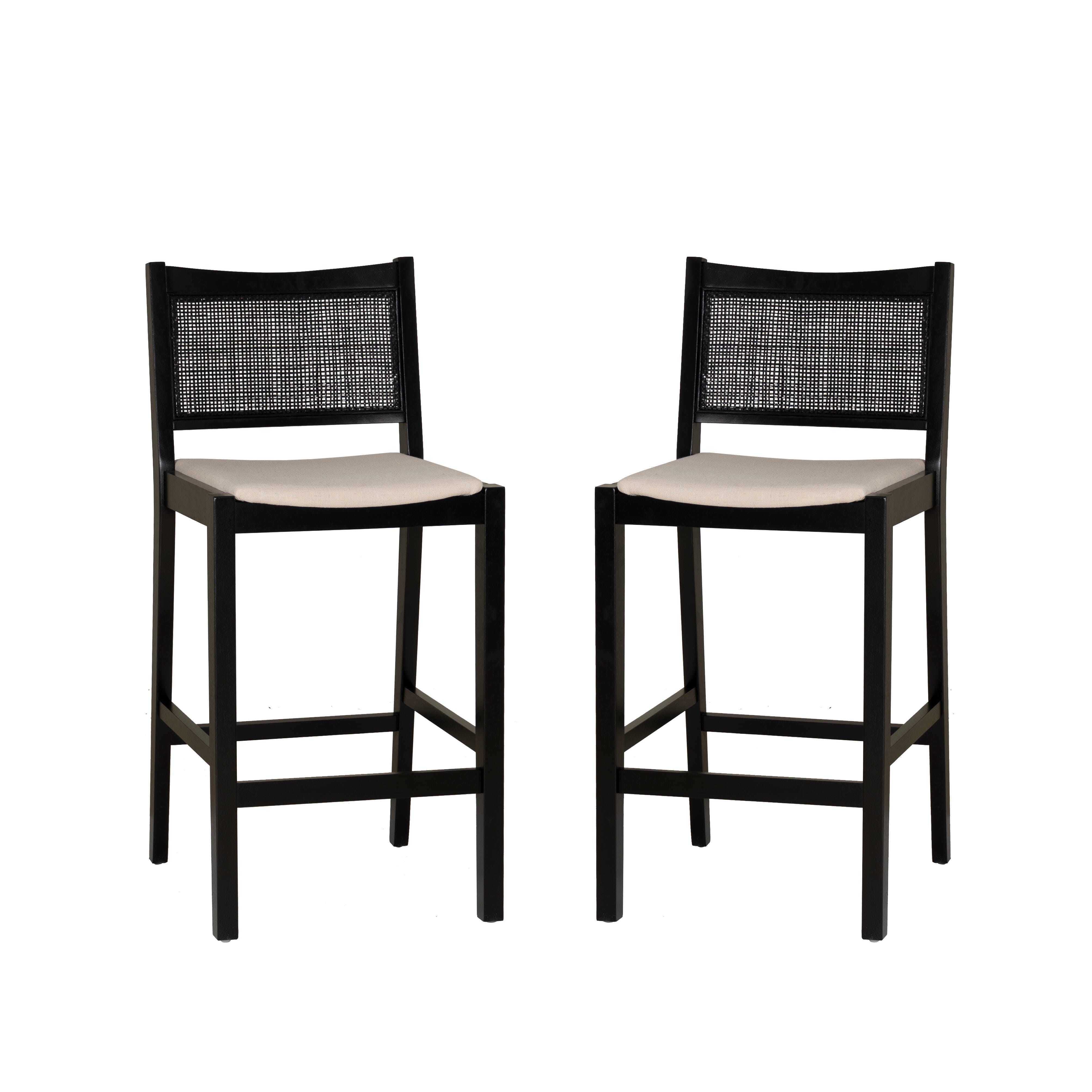Linon Pacey Bar Height Bar Stool (Set of 2), Black, large