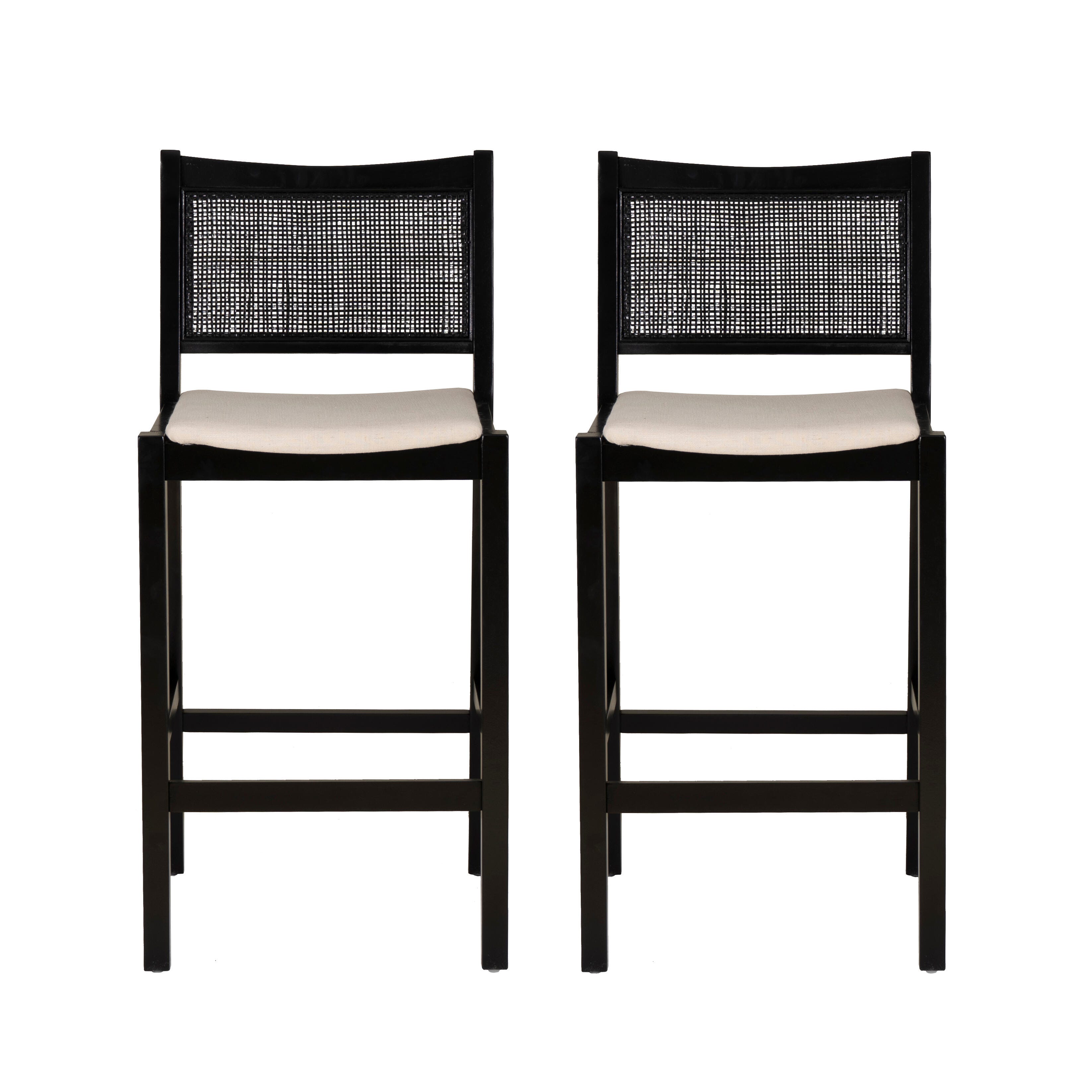 Linon Pacey Bar Height Bar Stool (Set of 2), Black, large
