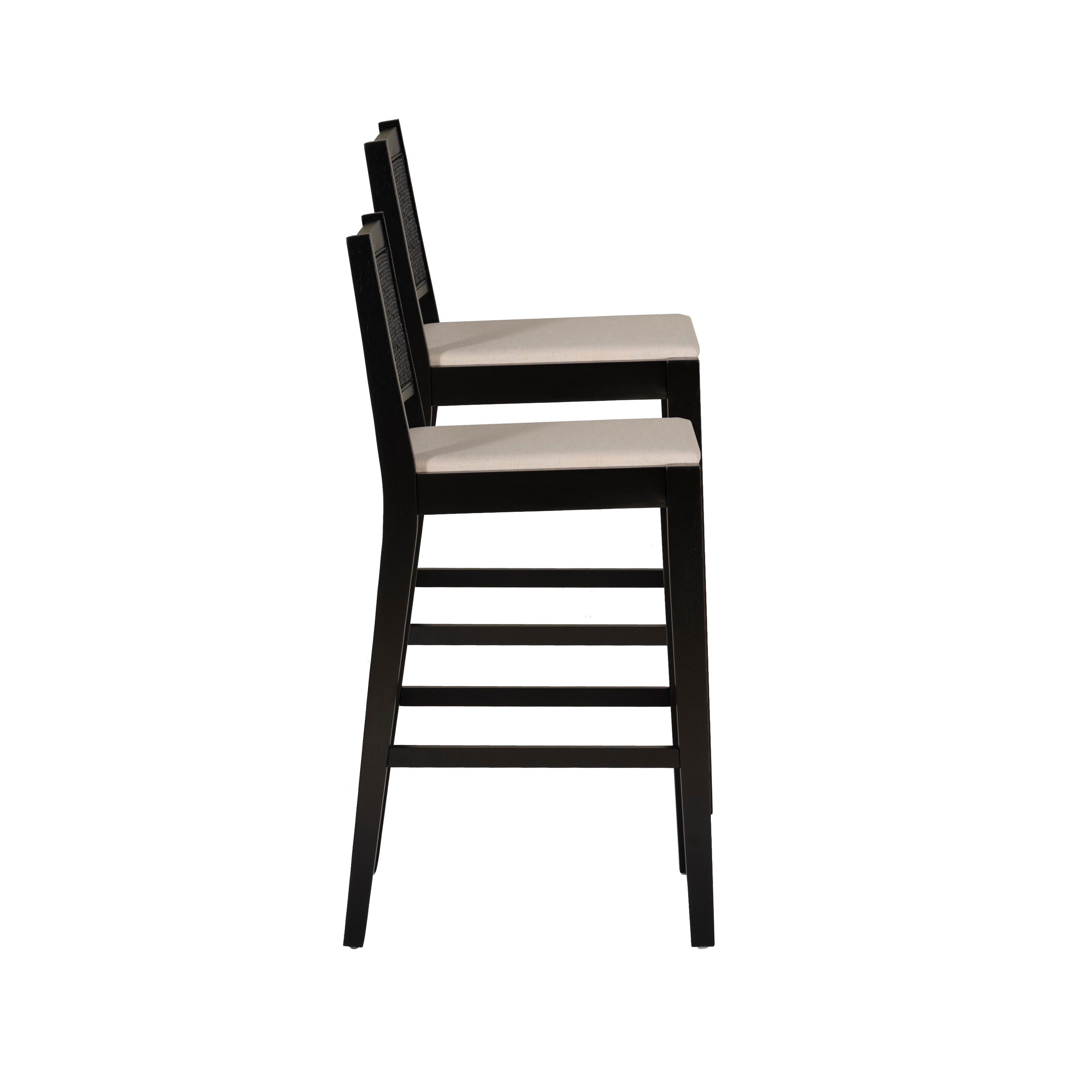 Linon Pacey Bar Height Bar Stool (Set of 2), Black, large