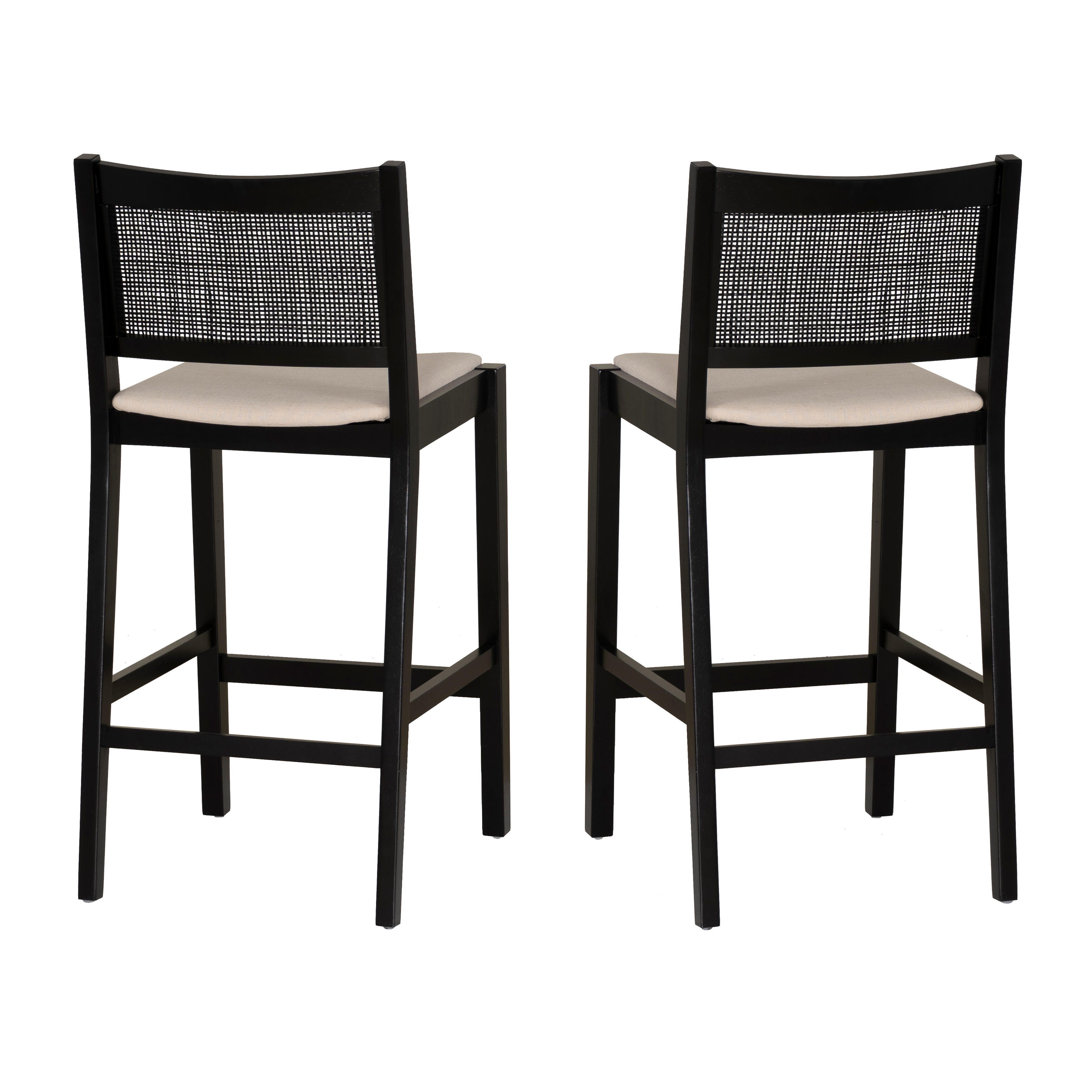 Linon Pacey Bar Height Bar Stool (Set of 2), Black, large