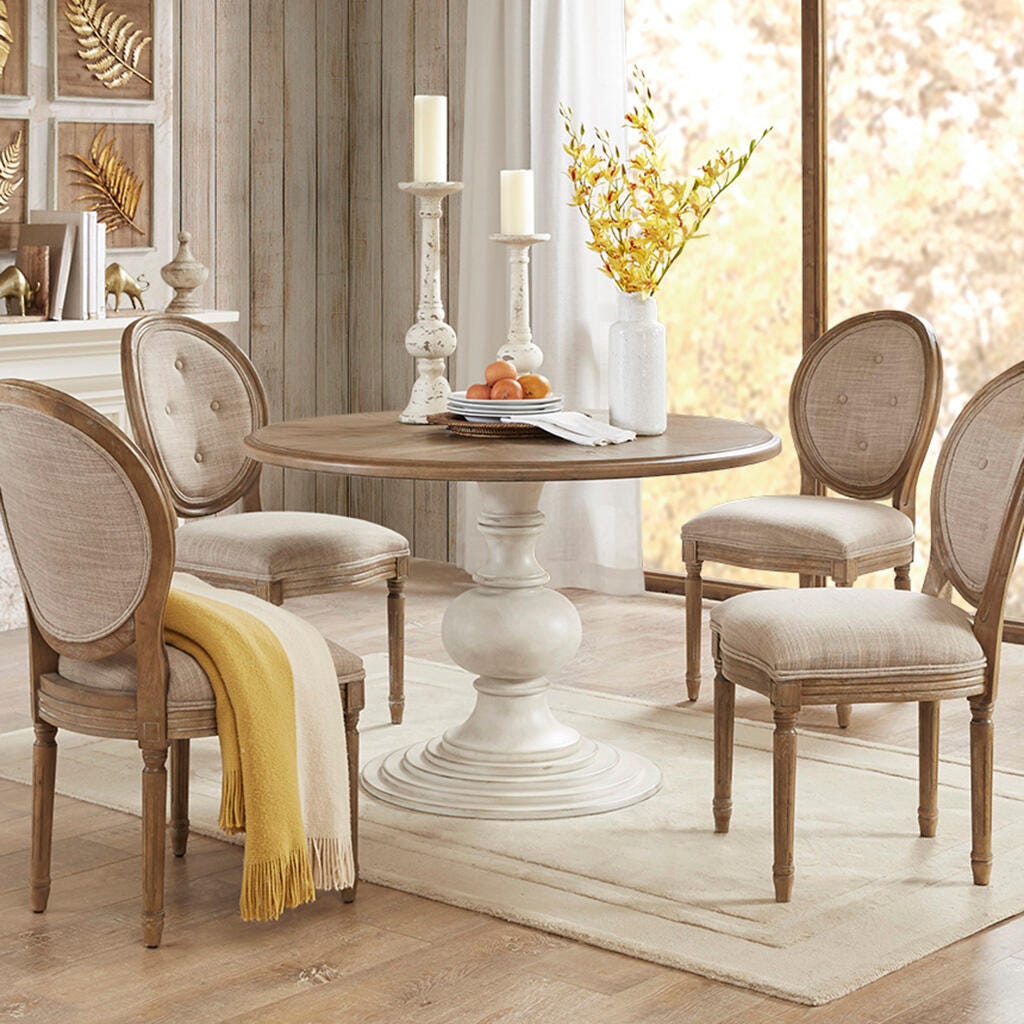 Madison Park Lexi Dining Table, Walnut/Antique Cream, large