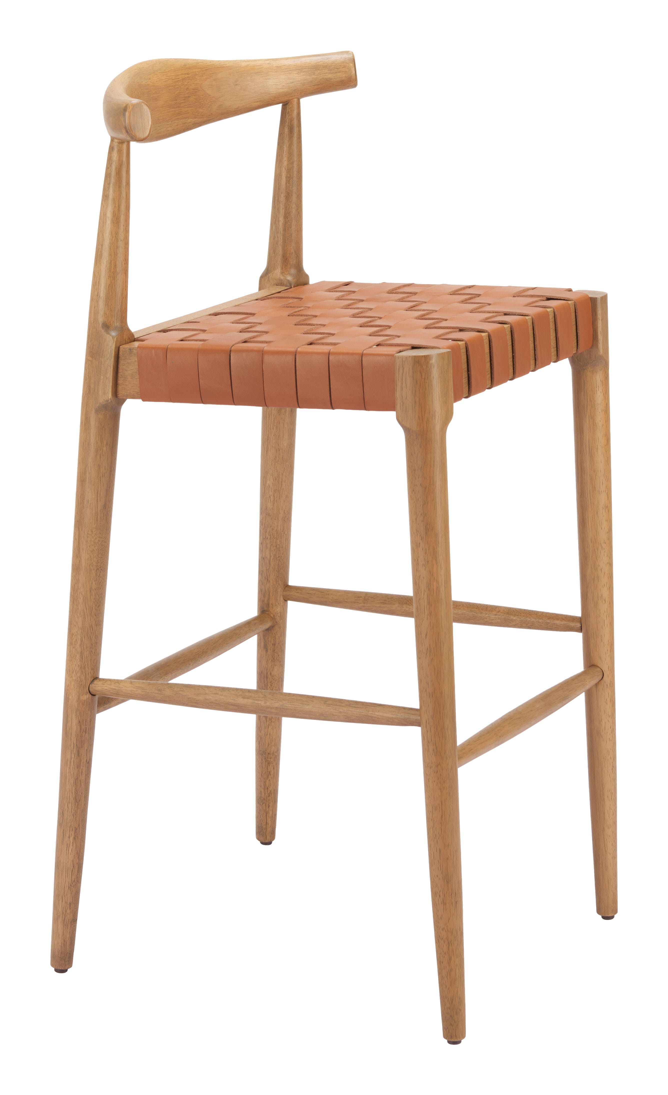 ZUO Bandani Bar Height Bar Stool, Brown/Tan, large