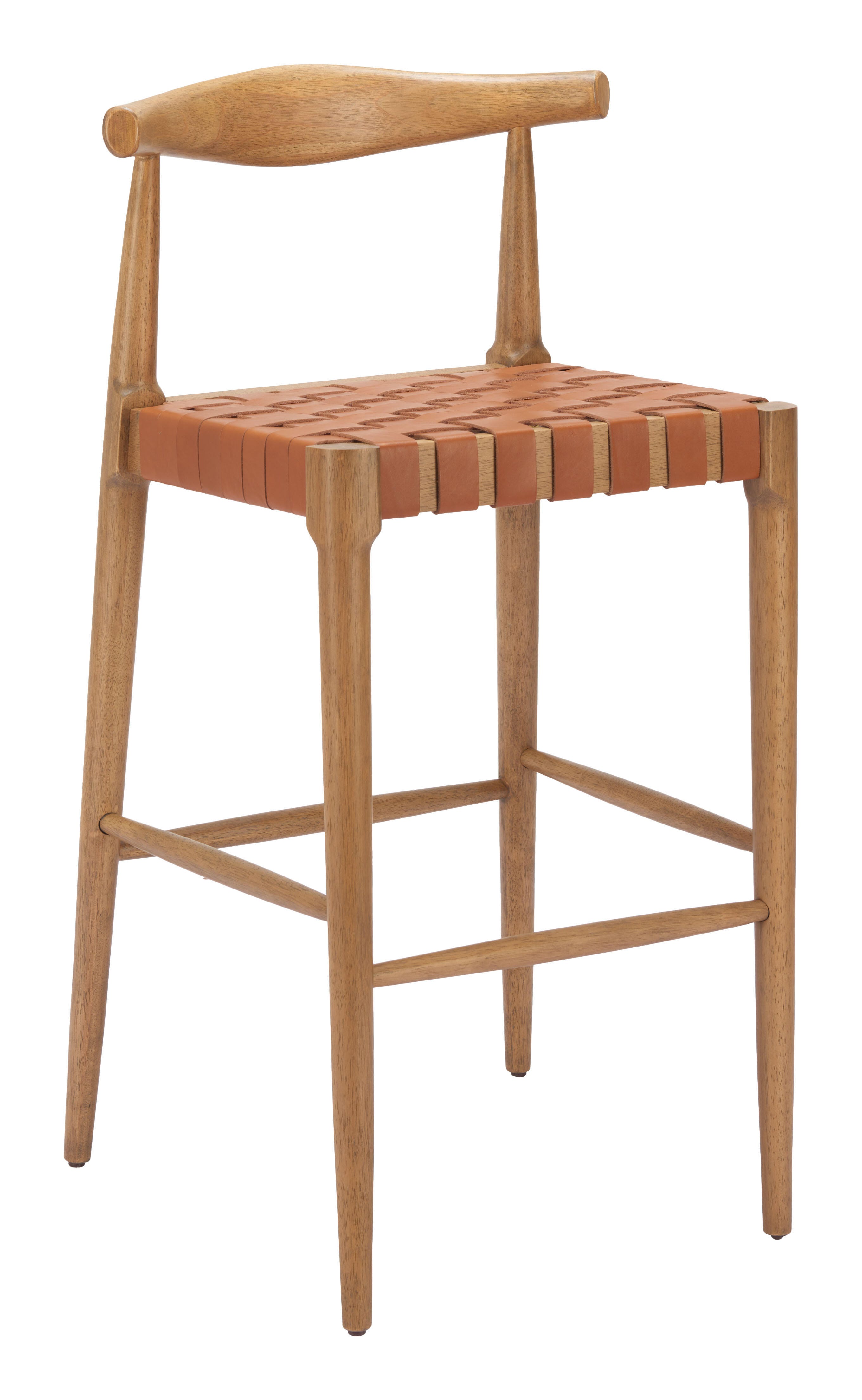 ZUO Bandani Bar Height Bar Stool, Brown/Tan, large