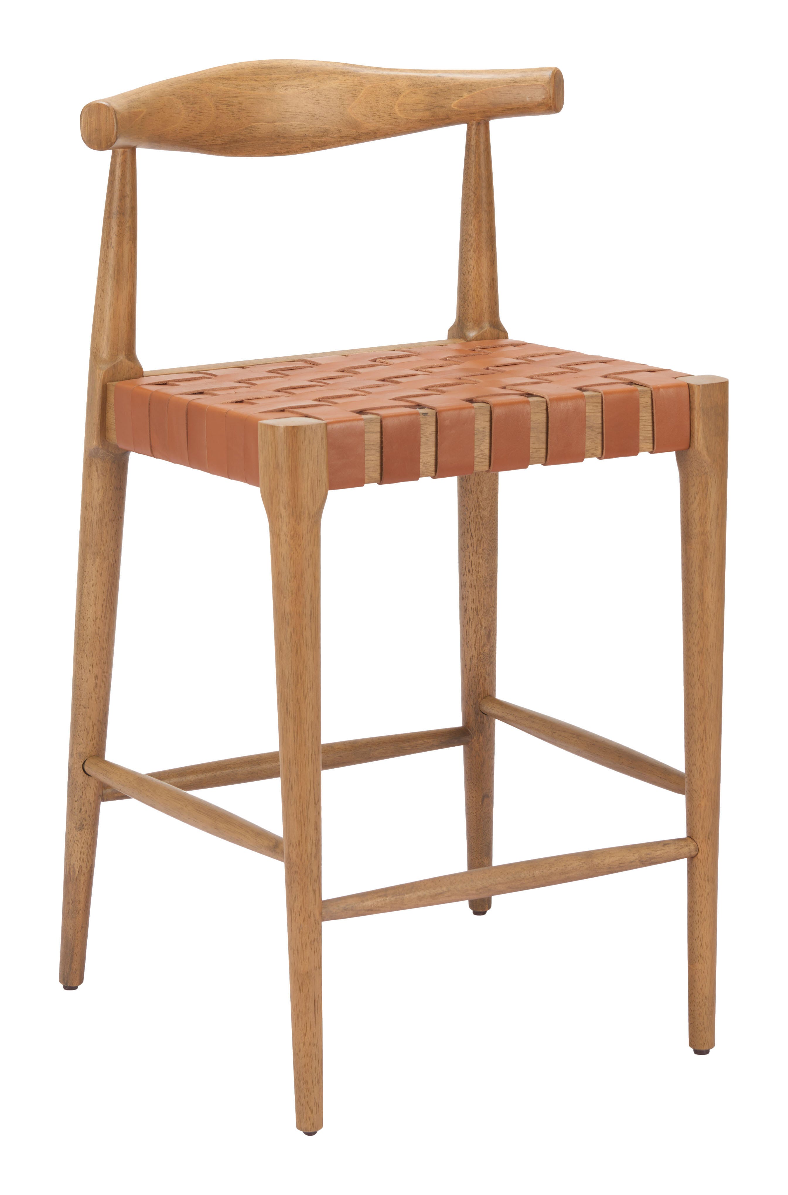 ZUO Bandani Counter Height Bar Stool, Brown/Tan, large