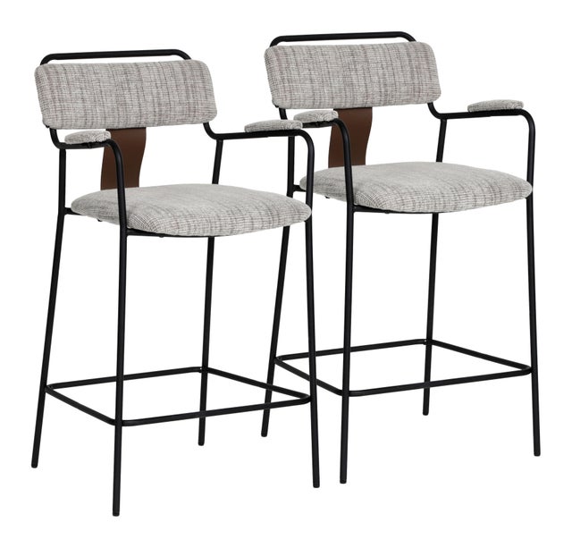 ZUO Couva Counter Height Bar Stool (Set of 2), Gray