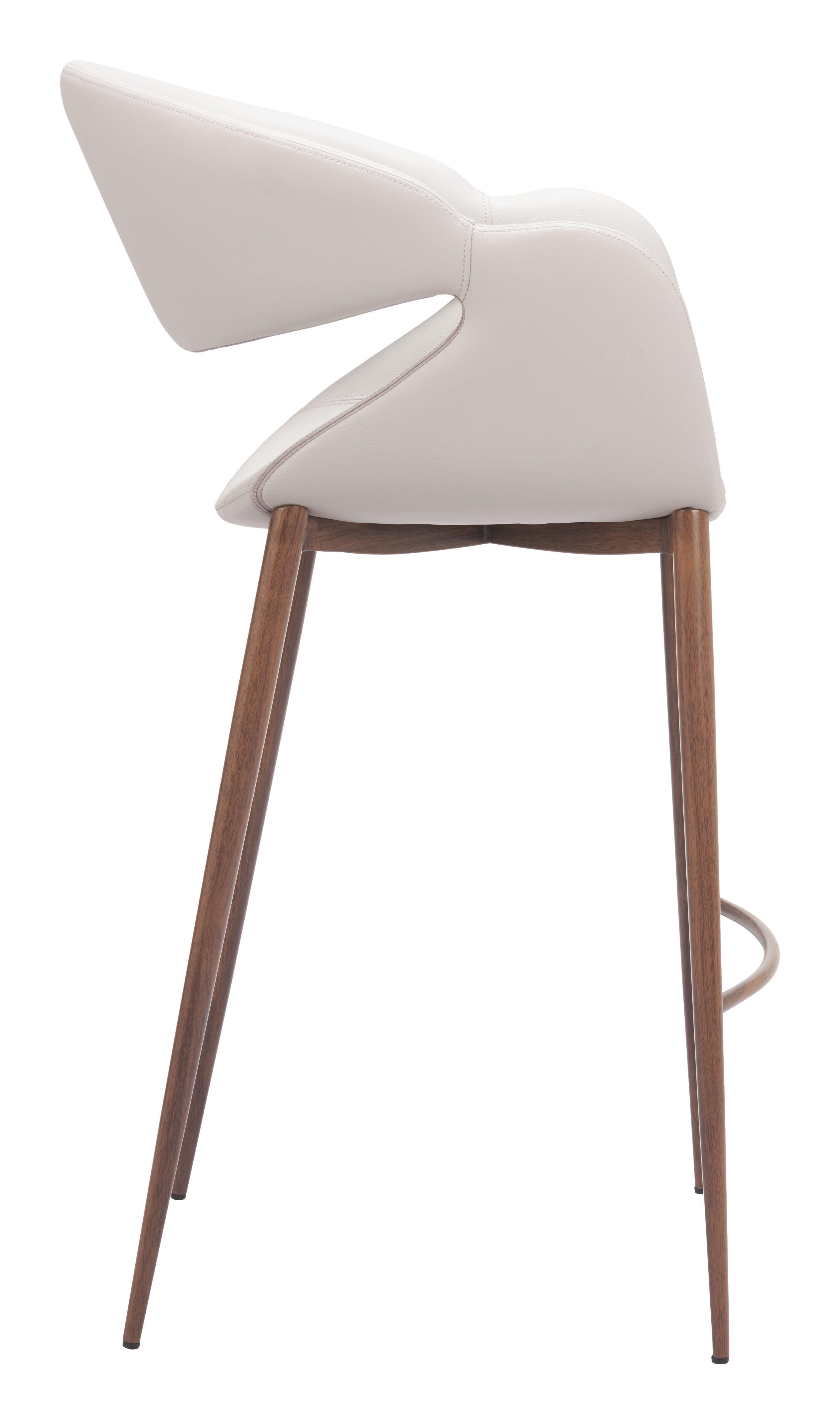 ZUO Limay Bar Height Bar Stool, Beige/Walnut, large