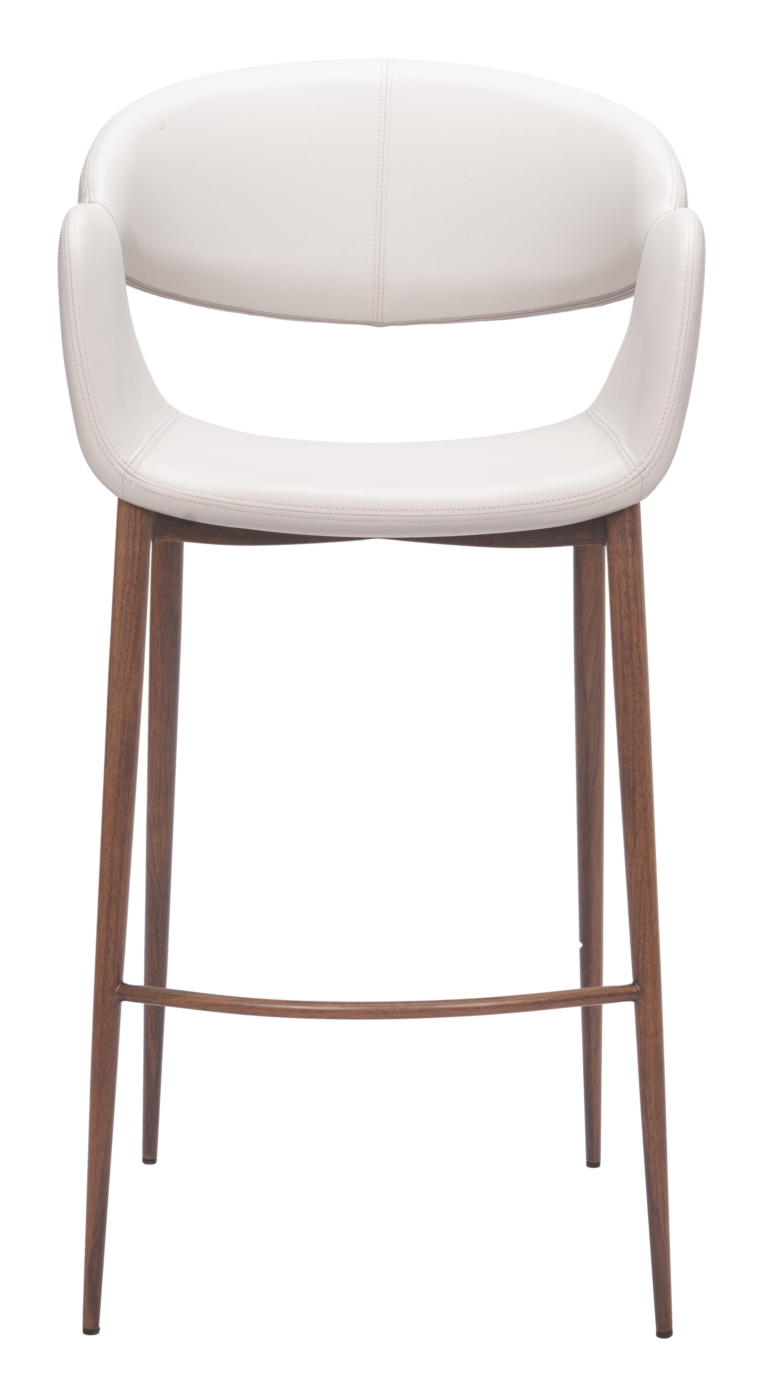 ZUO Limay Bar Height Bar Stool, Beige/Walnut, large
