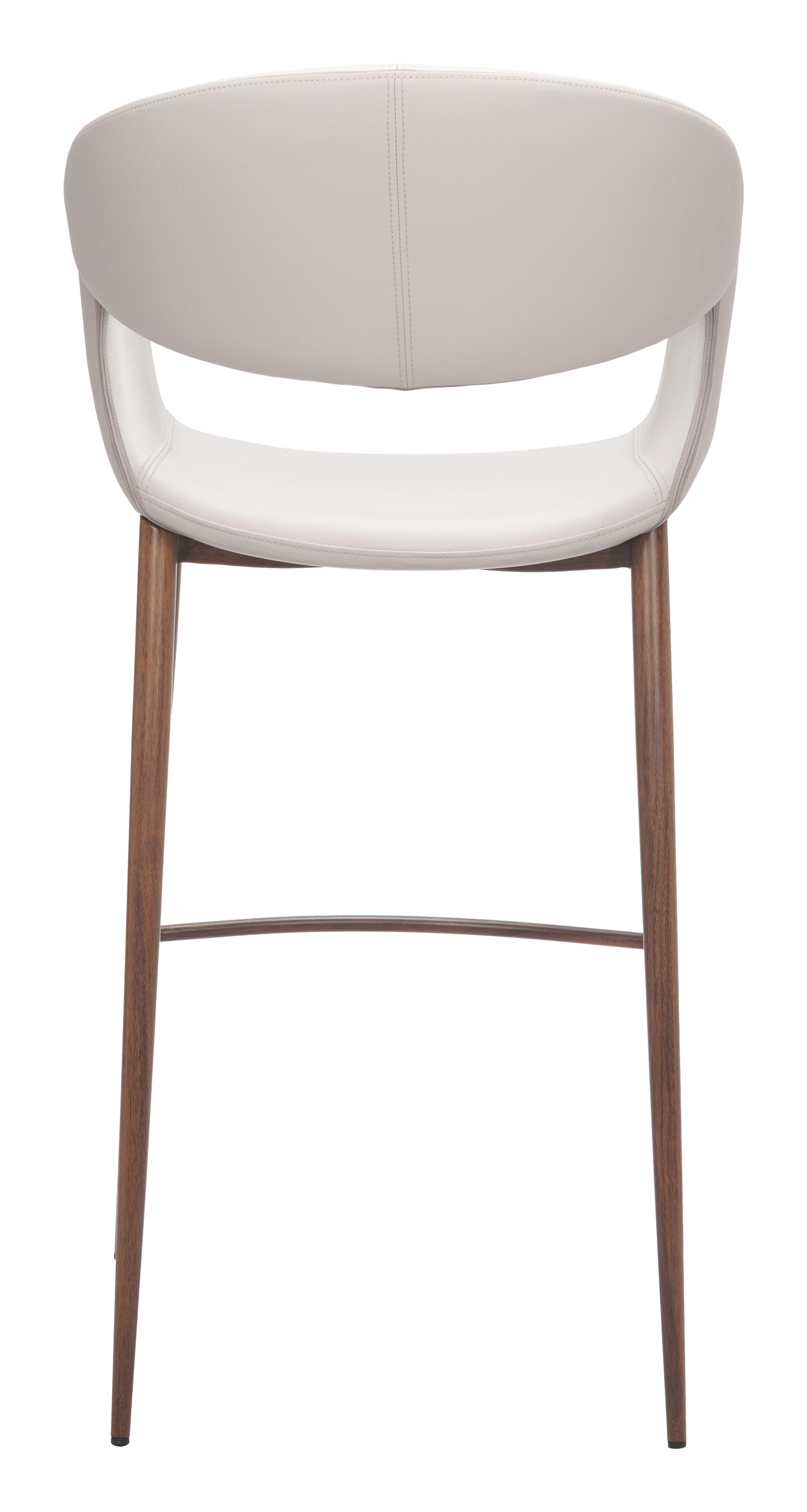 ZUO Limay Bar Height Bar Stool, Beige/Walnut, large