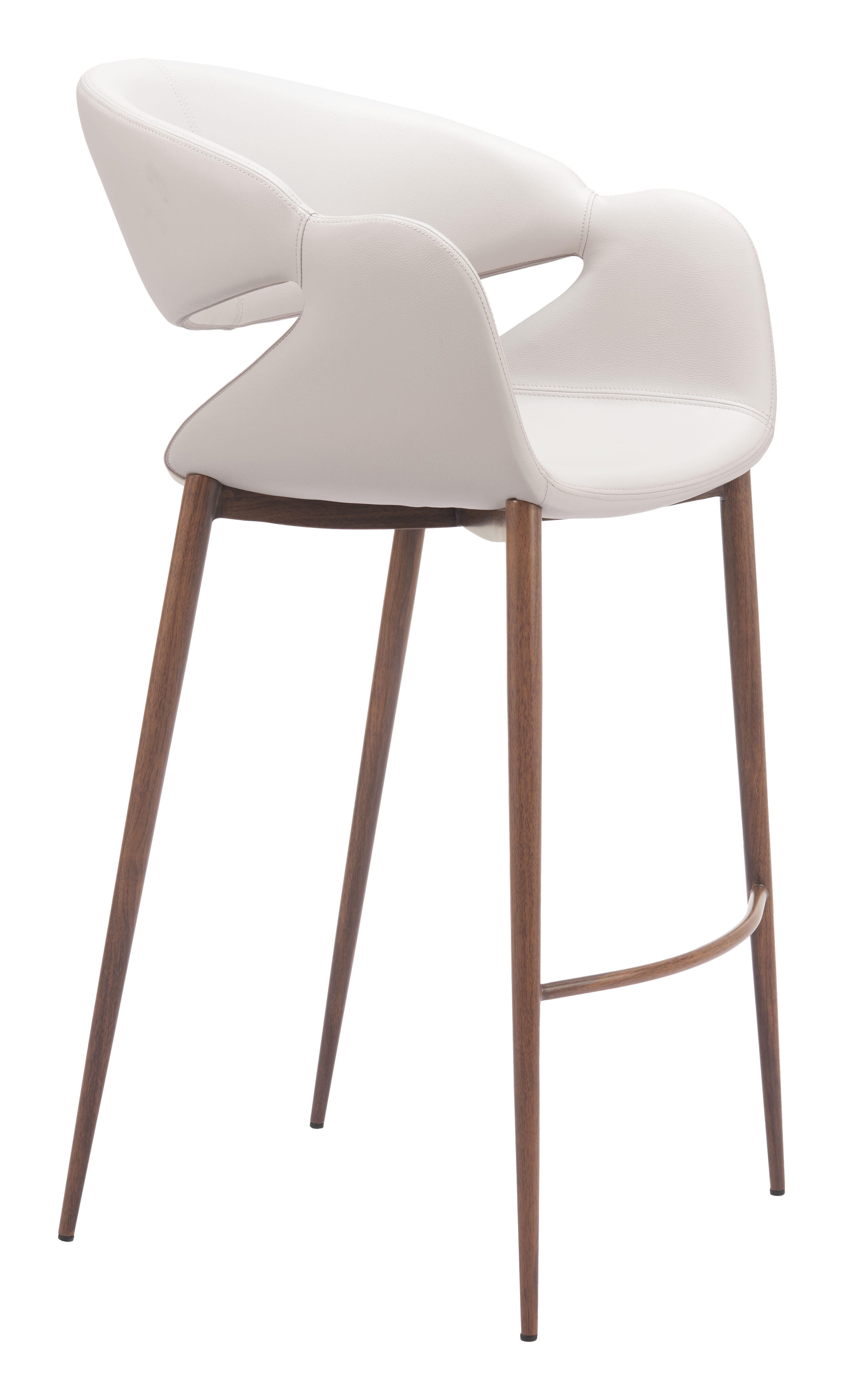 ZUO Limay Bar Height Bar Stool, Beige/Walnut, large
