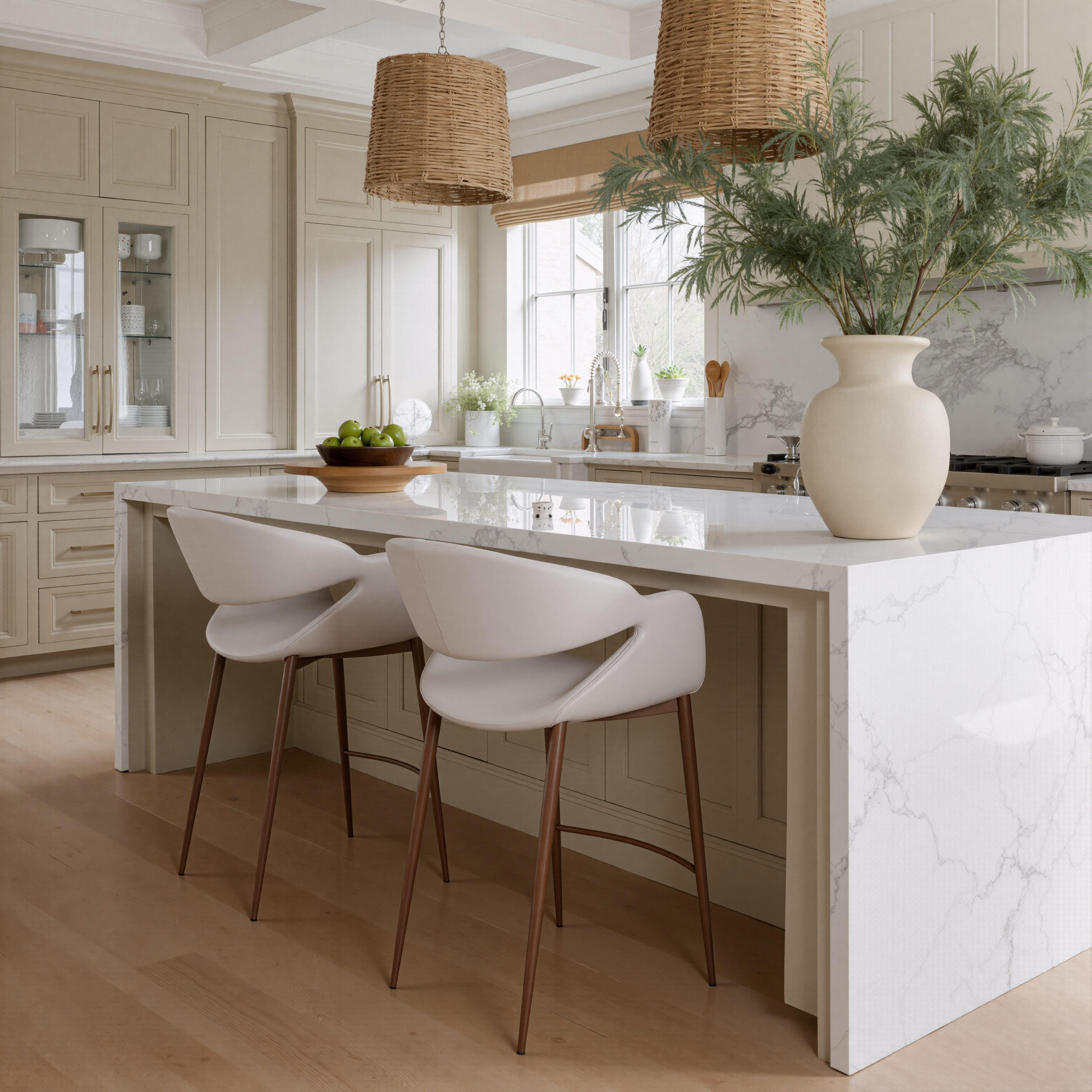 ZUO Limay Counter Height Bar Stool, Beige/Walnut, large