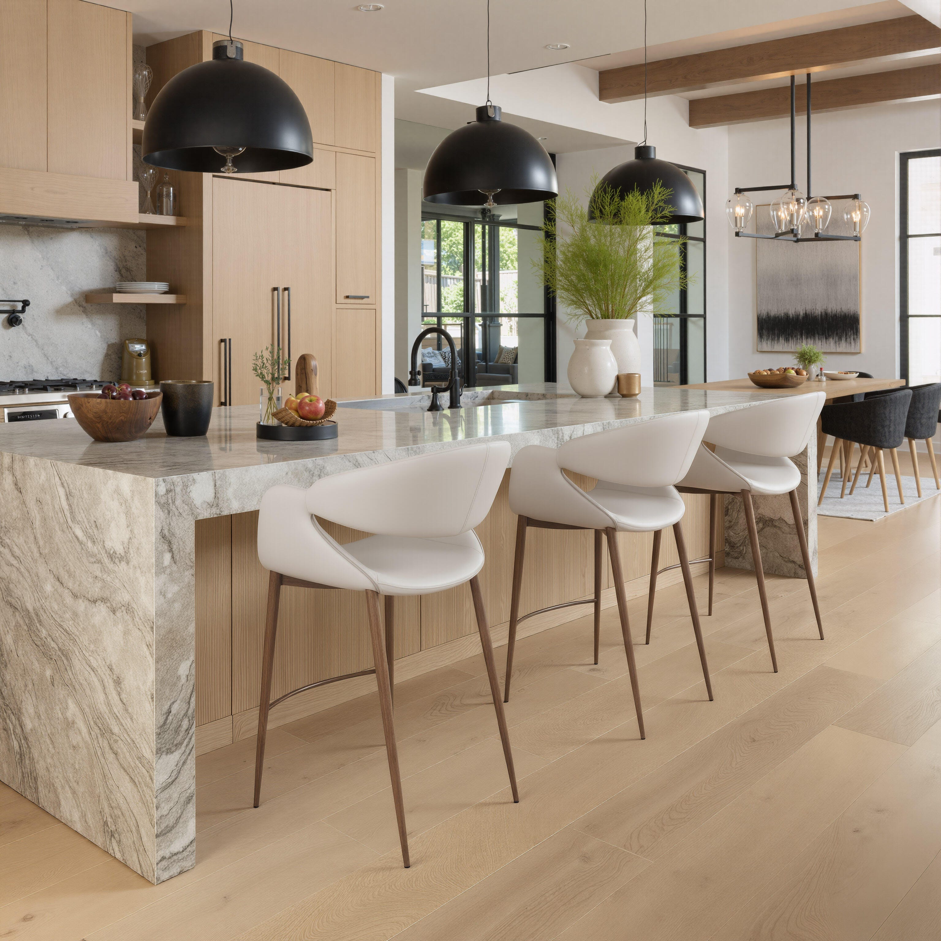 ZUO Limay Counter Height Bar Stool, Beige/Walnut, large