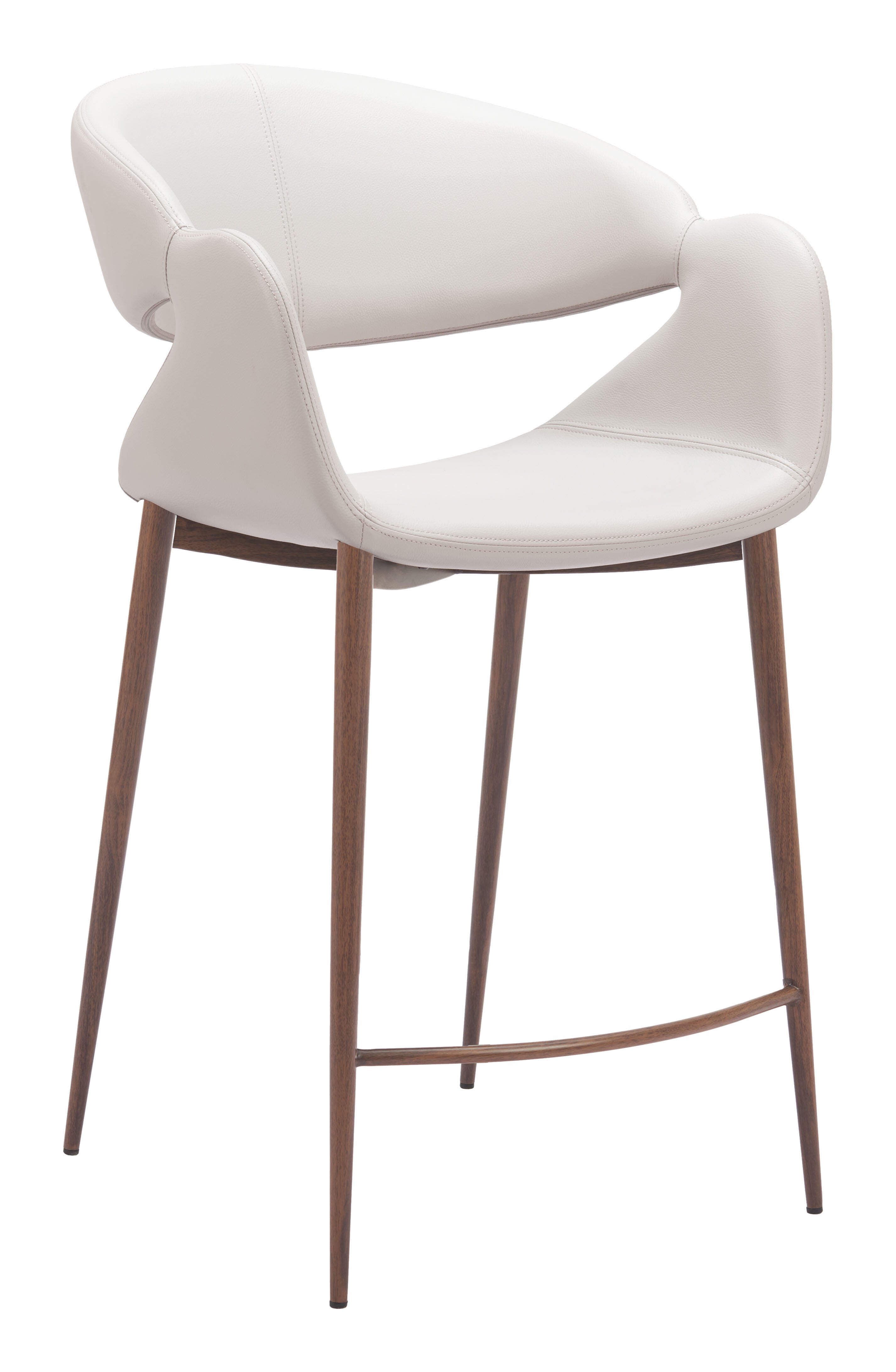 ZUO Limay Counter Height Bar Stool, Beige/Walnut, large