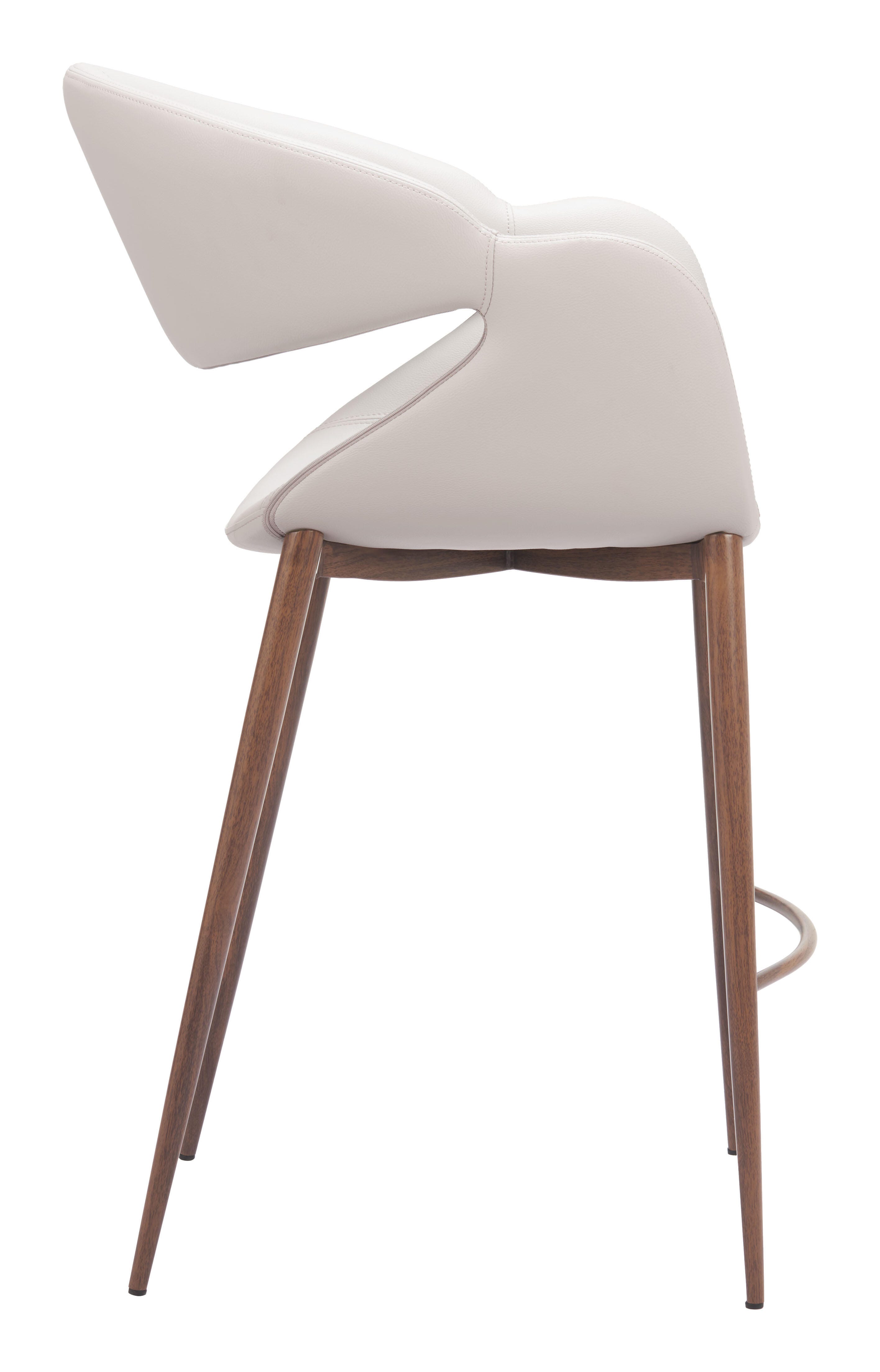 ZUO Limay Counter Height Bar Stool, Beige/Walnut, large