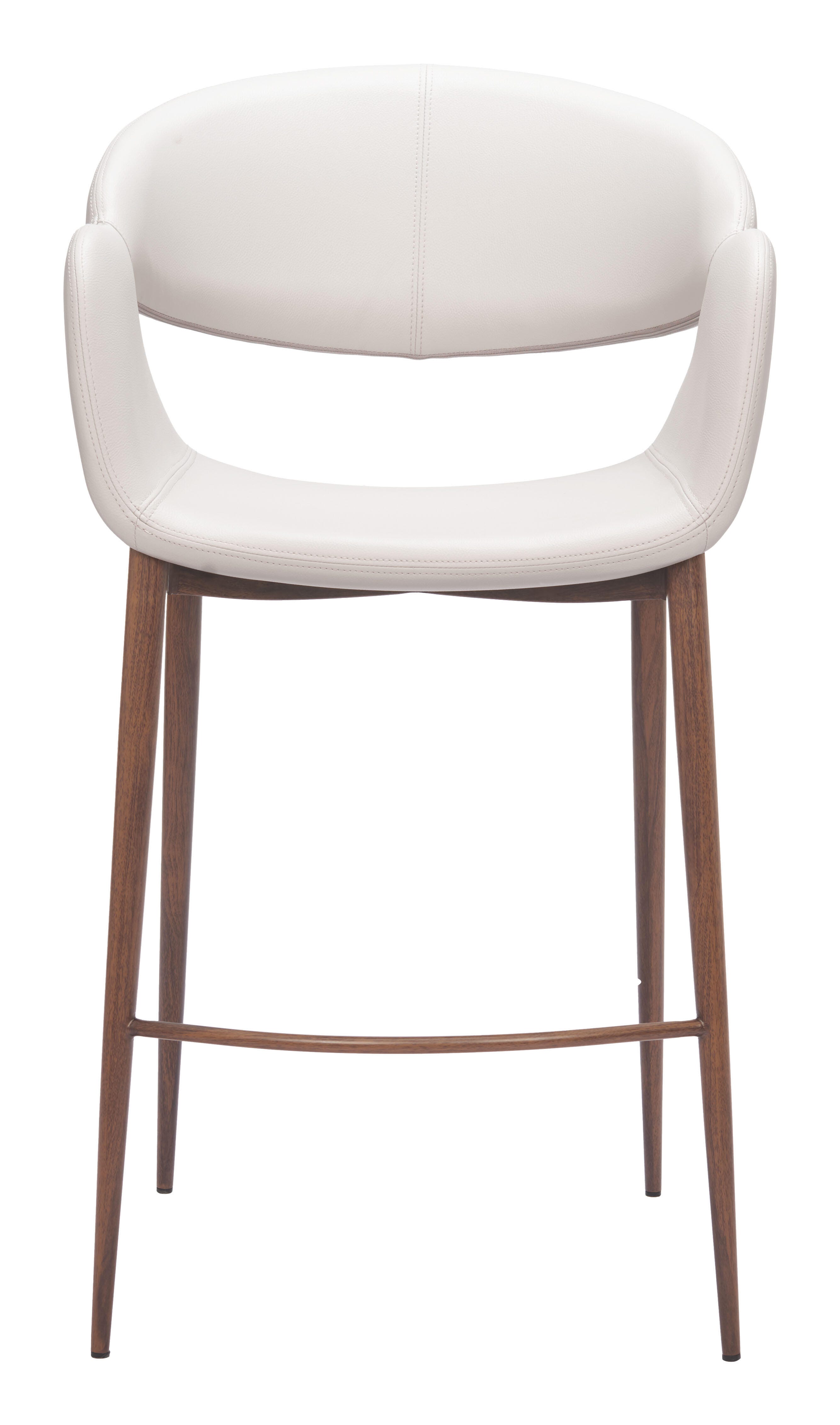 ZUO Limay Counter Height Bar Stool, Beige/Walnut, large