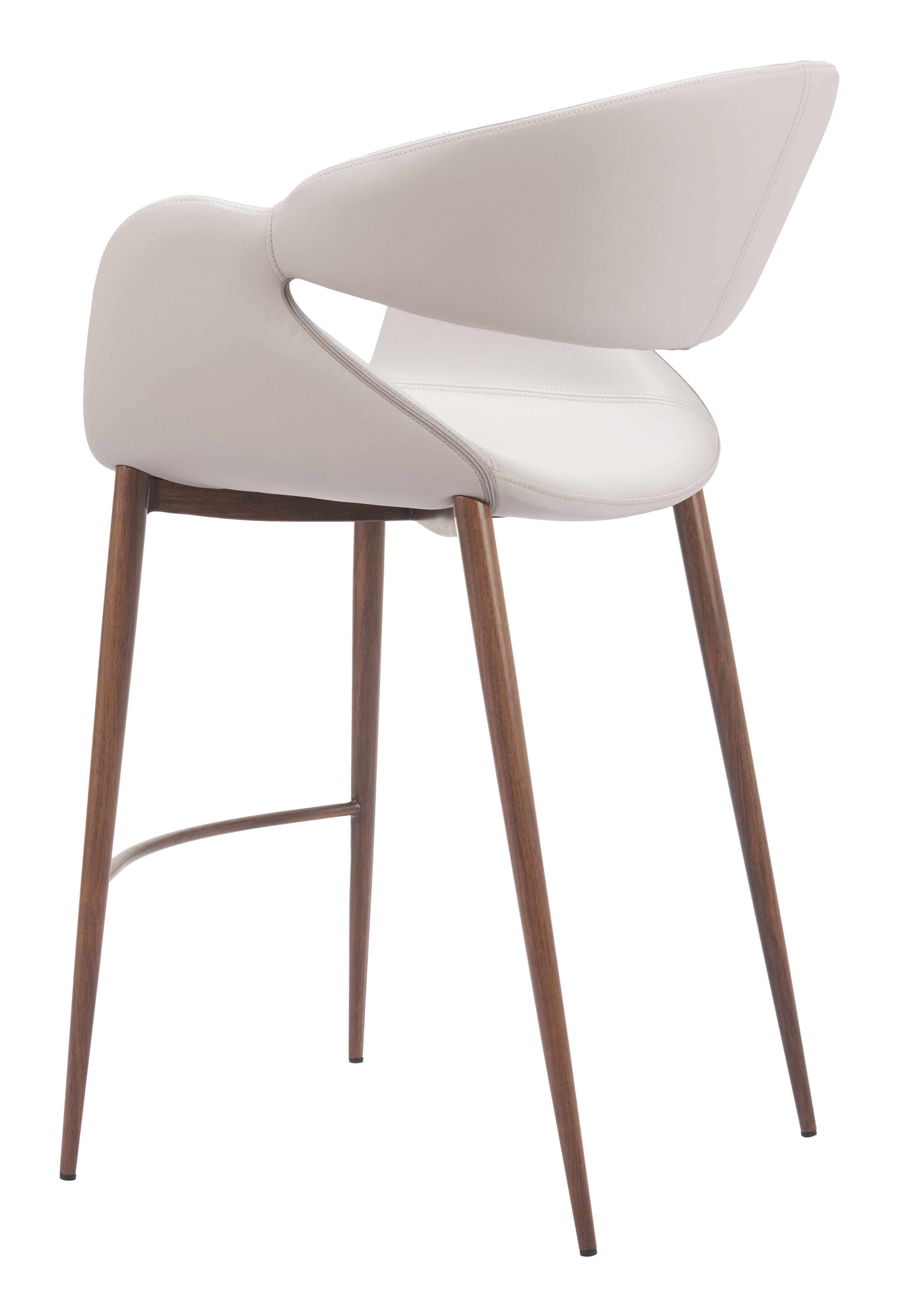 ZUO Limay Counter Height Bar Stool, Beige/Walnut, large