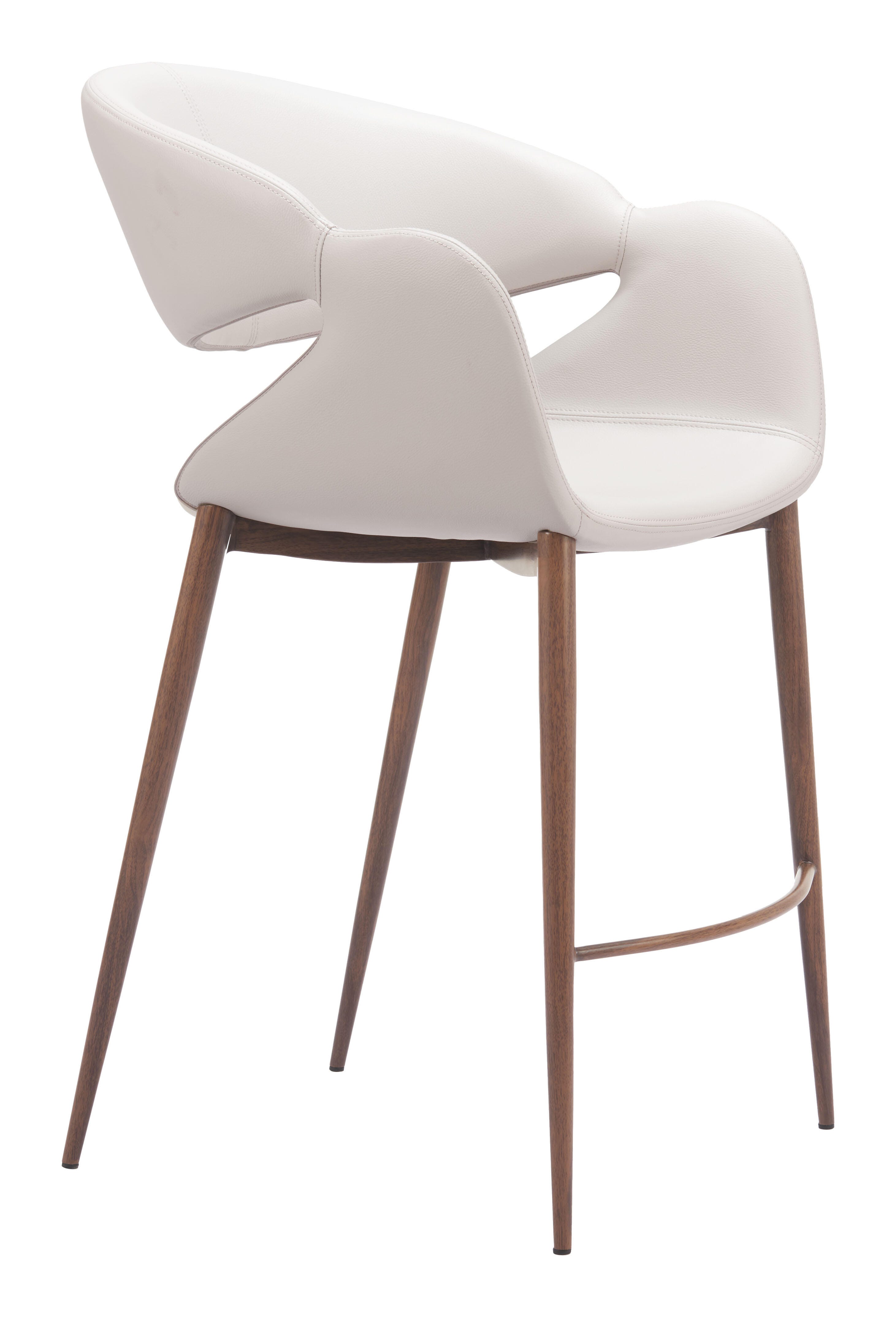 ZUO Limay Counter Height Bar Stool, Beige/Walnut, large