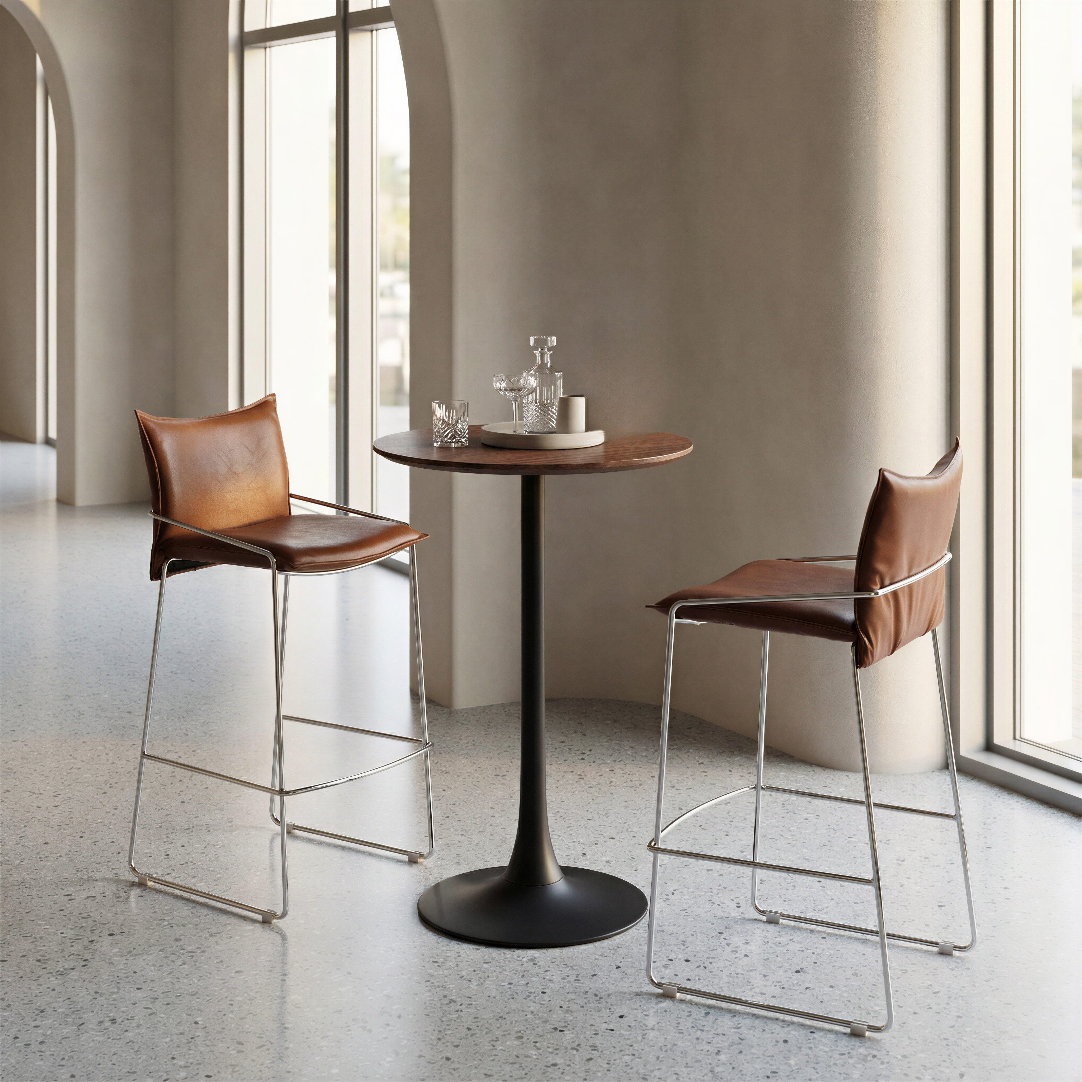 ZUO Pola Bar Height Bar Stool, Brown, rollover