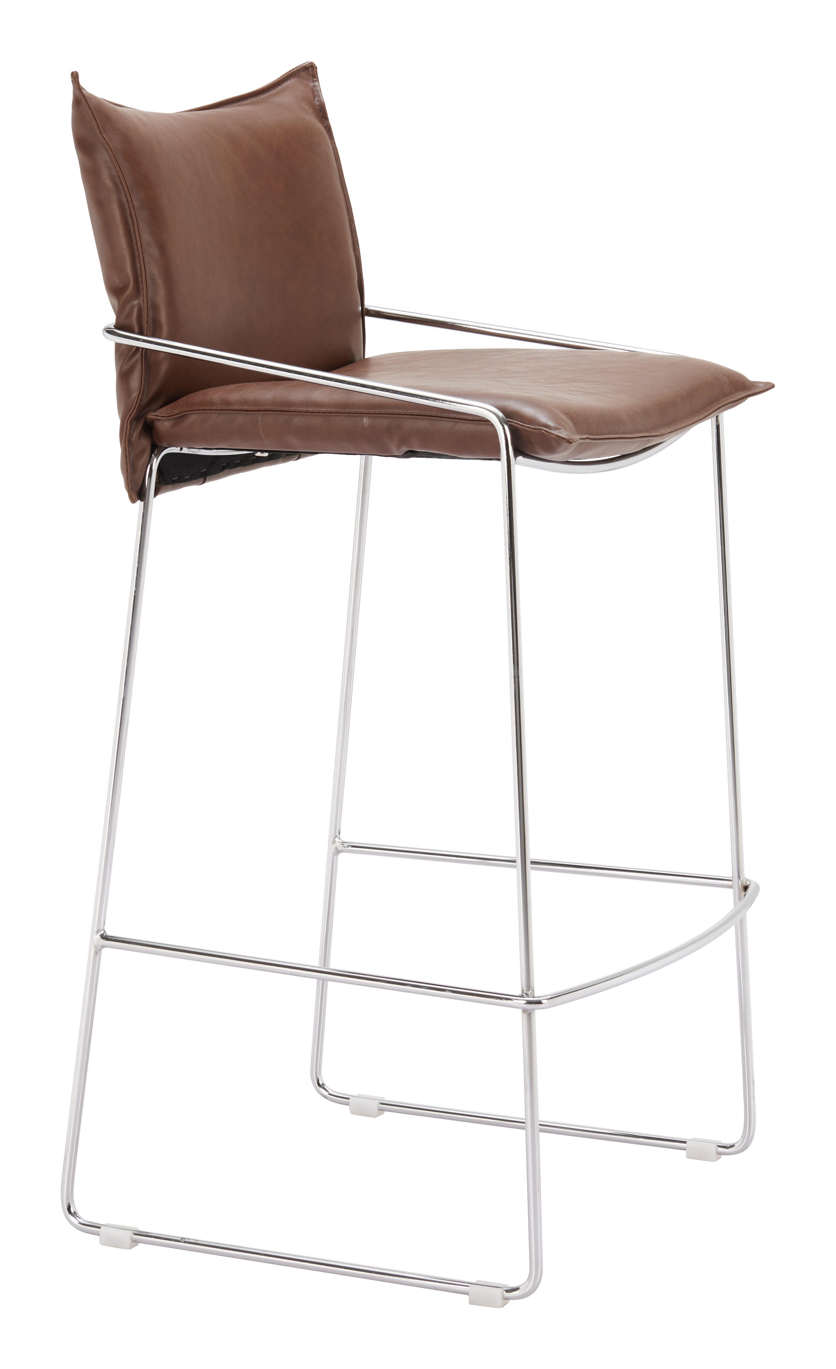 ZUO Pola Bar Height Bar Stool, Brown, large