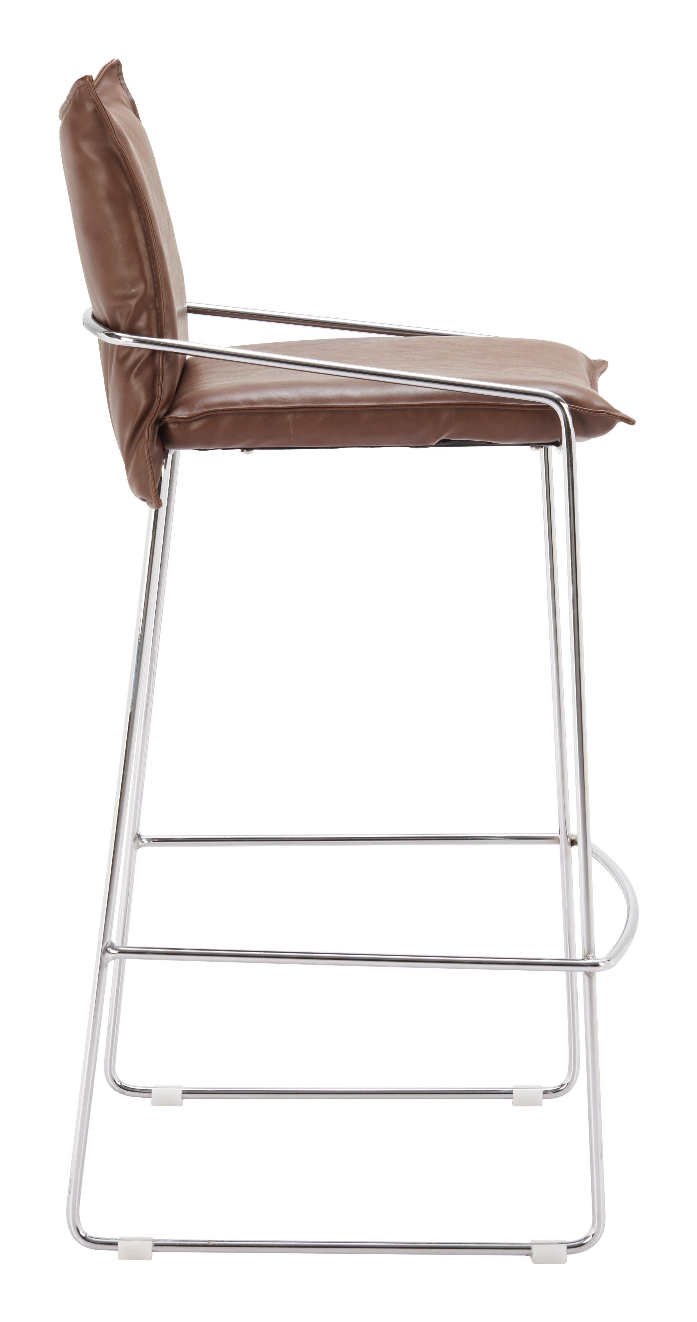 ZUO Pola Bar Height Bar Stool, Brown, large