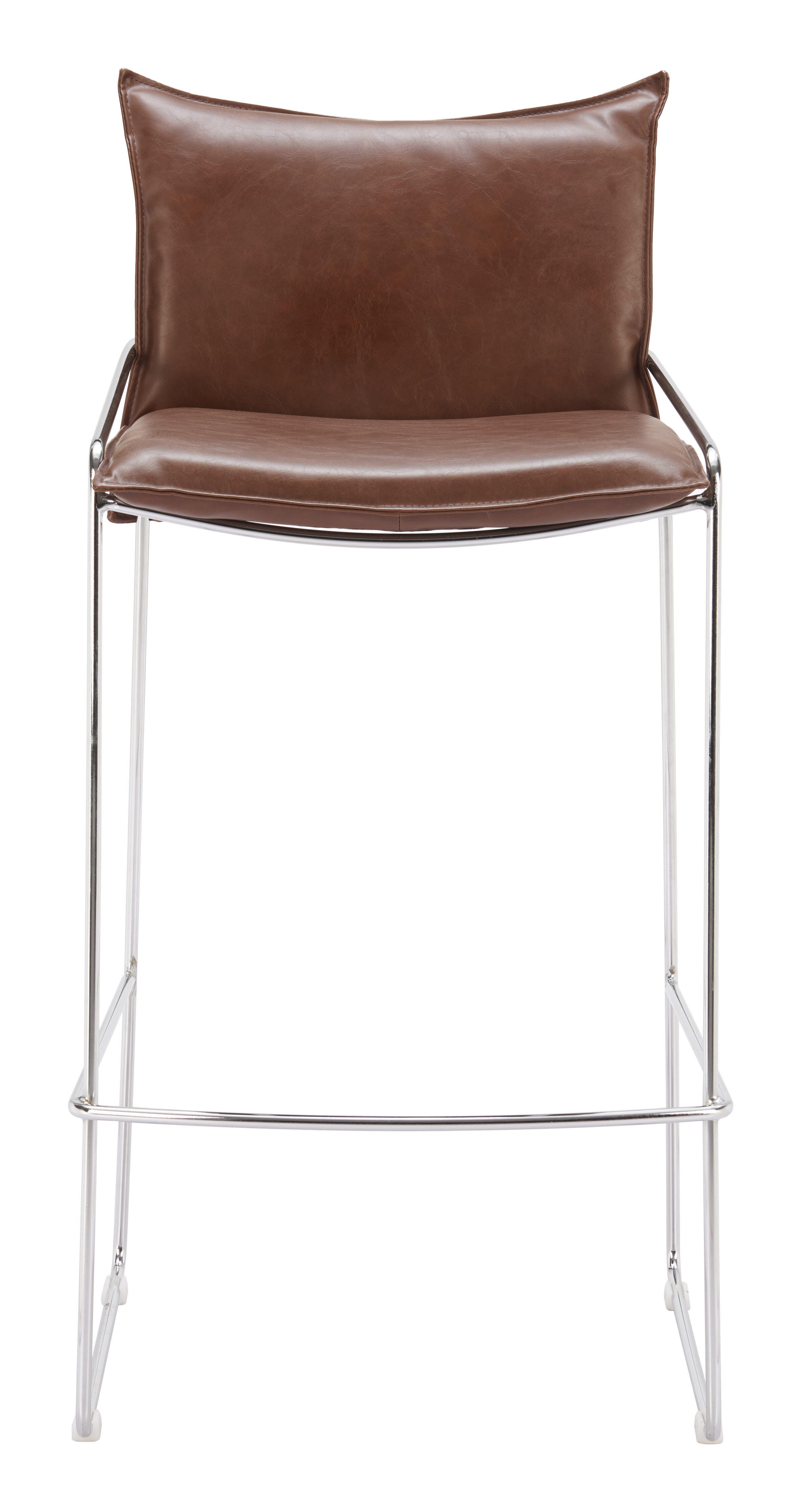 ZUO Pola Bar Height Bar Stool, Brown, large