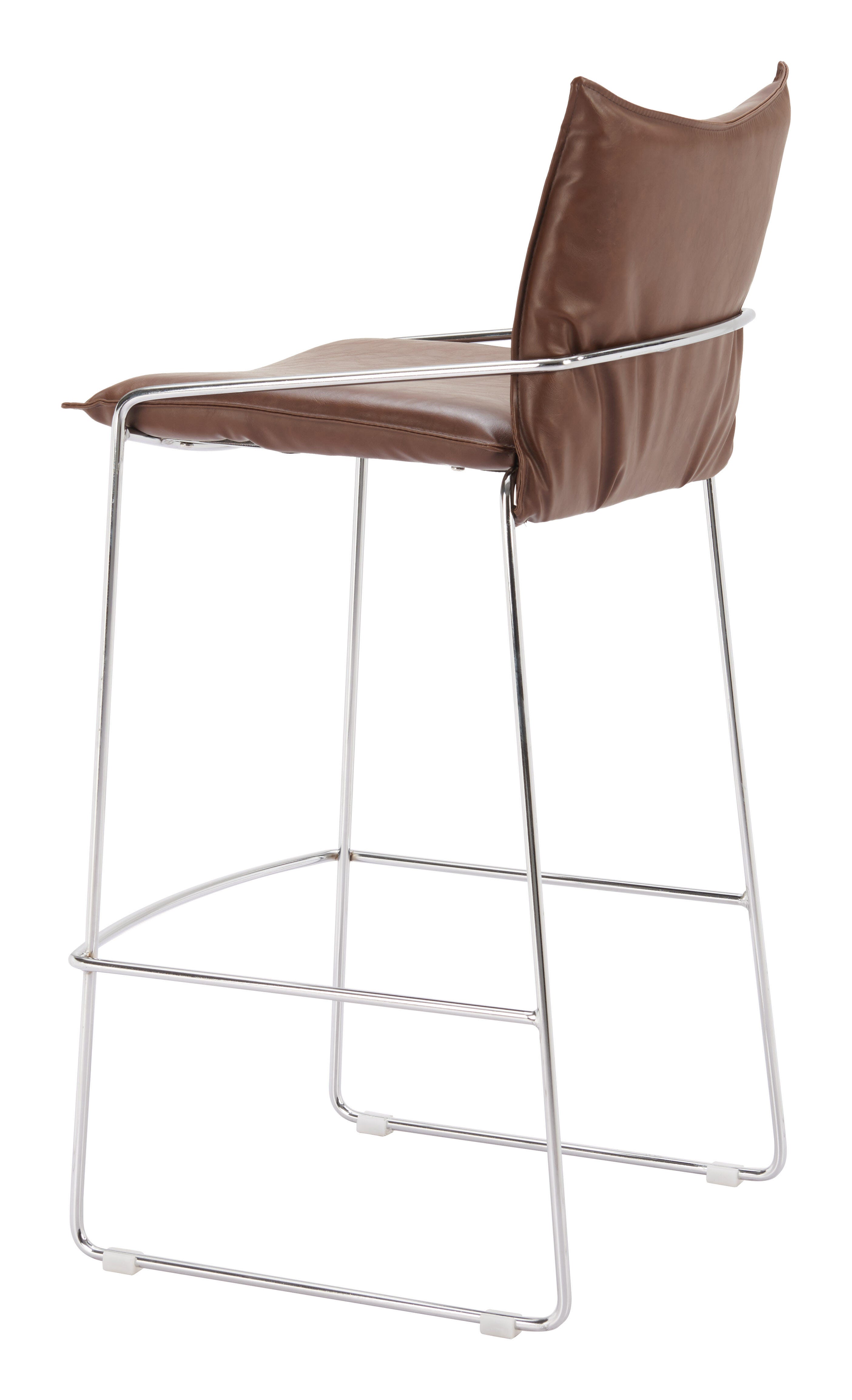 ZUO Pola Bar Height Bar Stool, Brown, large