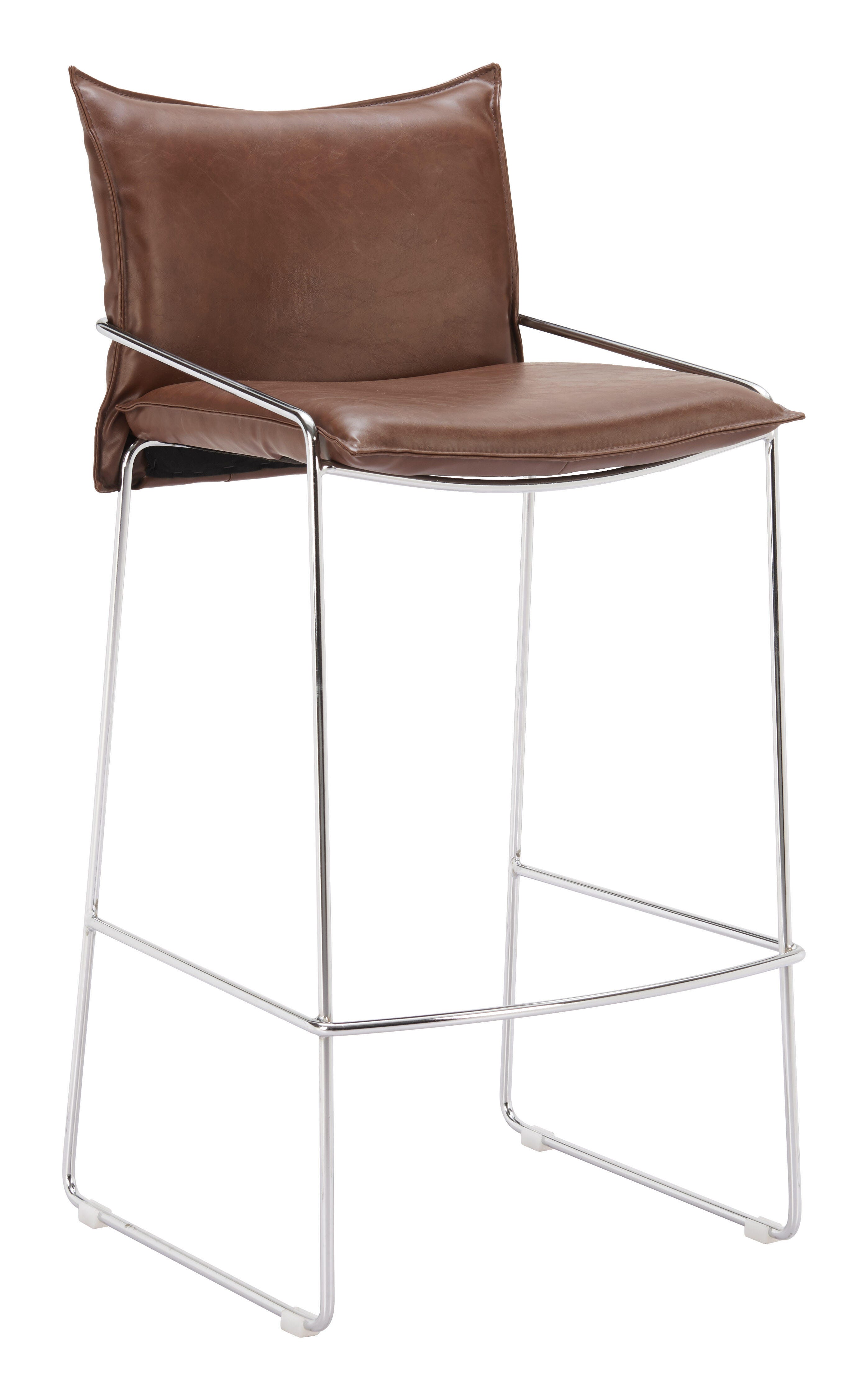 ZUO Pola Bar Height Bar Stool, Brown, large