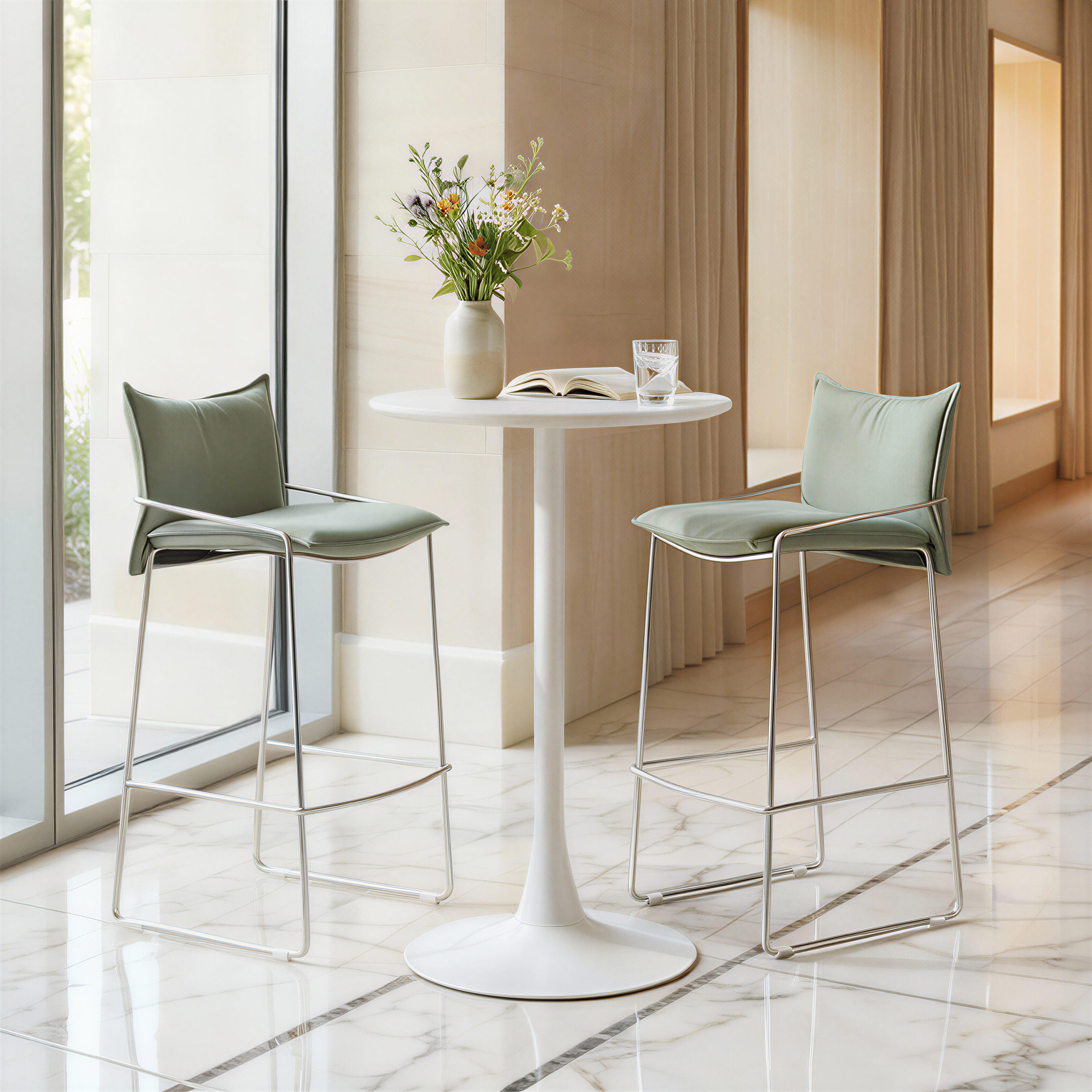 ZUO Pola Bar Height Bar Stool, Green, rollover