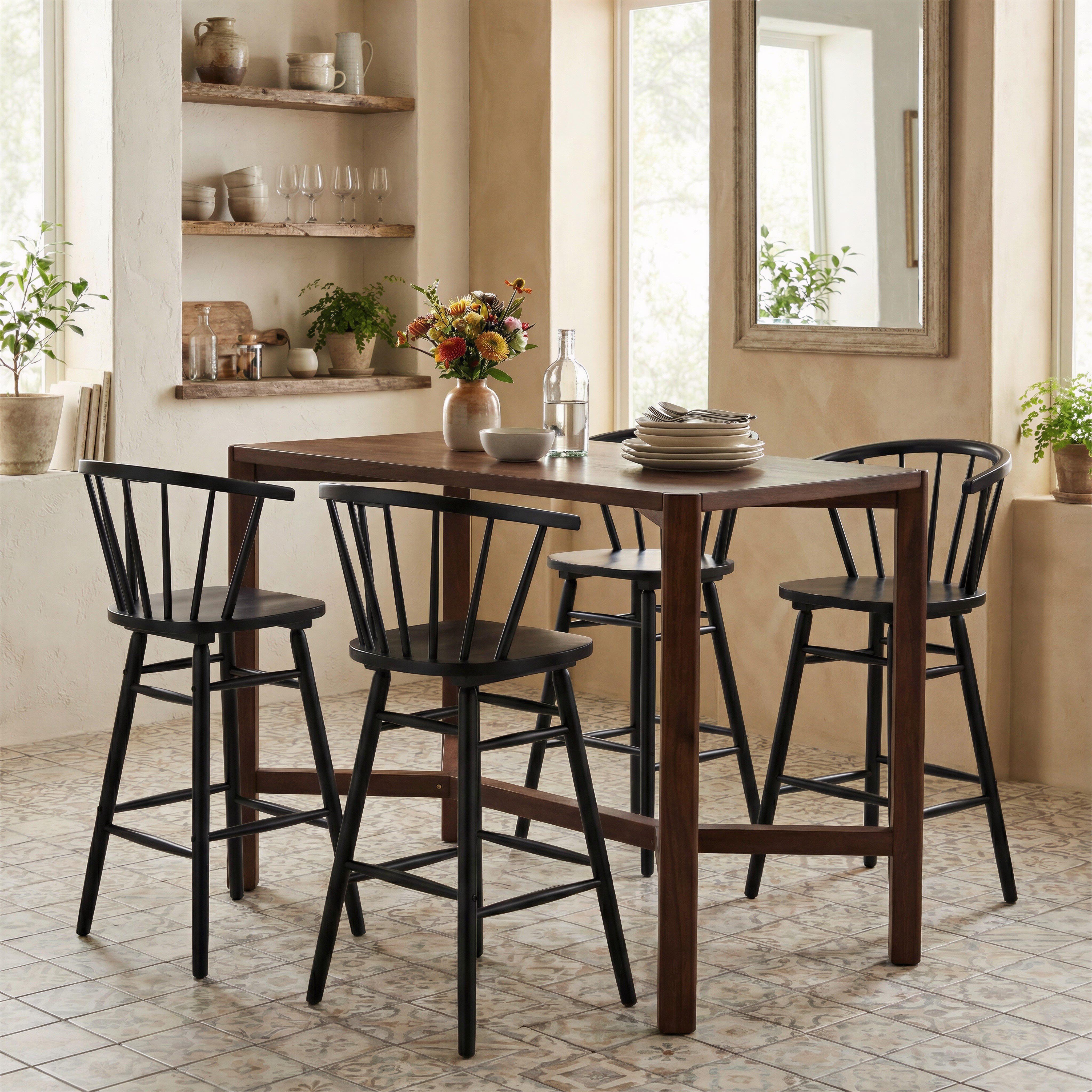 ZUO Stenger Bar Height  Bar Stool (Set of 2), Black, large