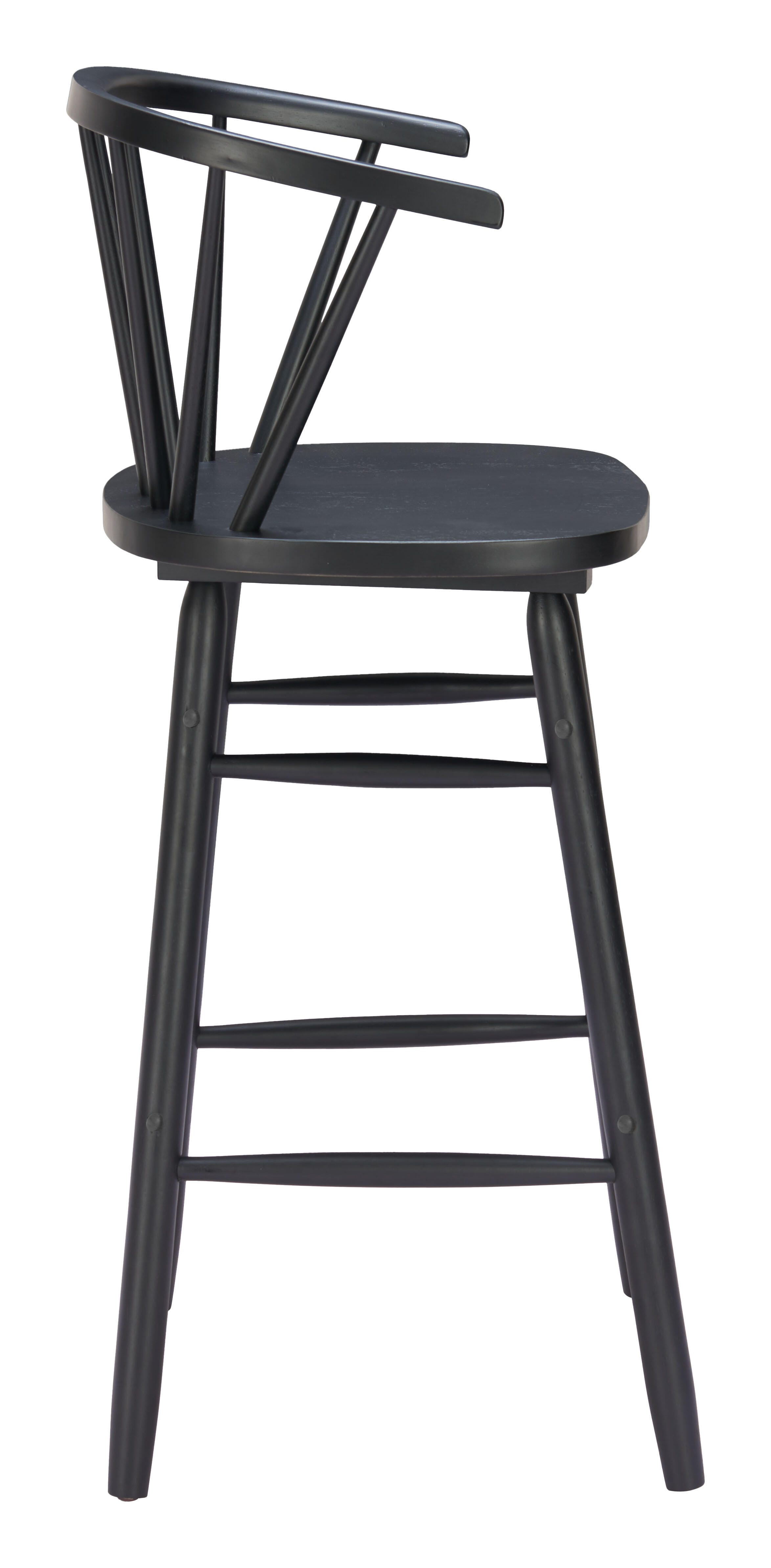 ZUO Stenger Bar Height  Bar Stool (Set of 2), Black, large