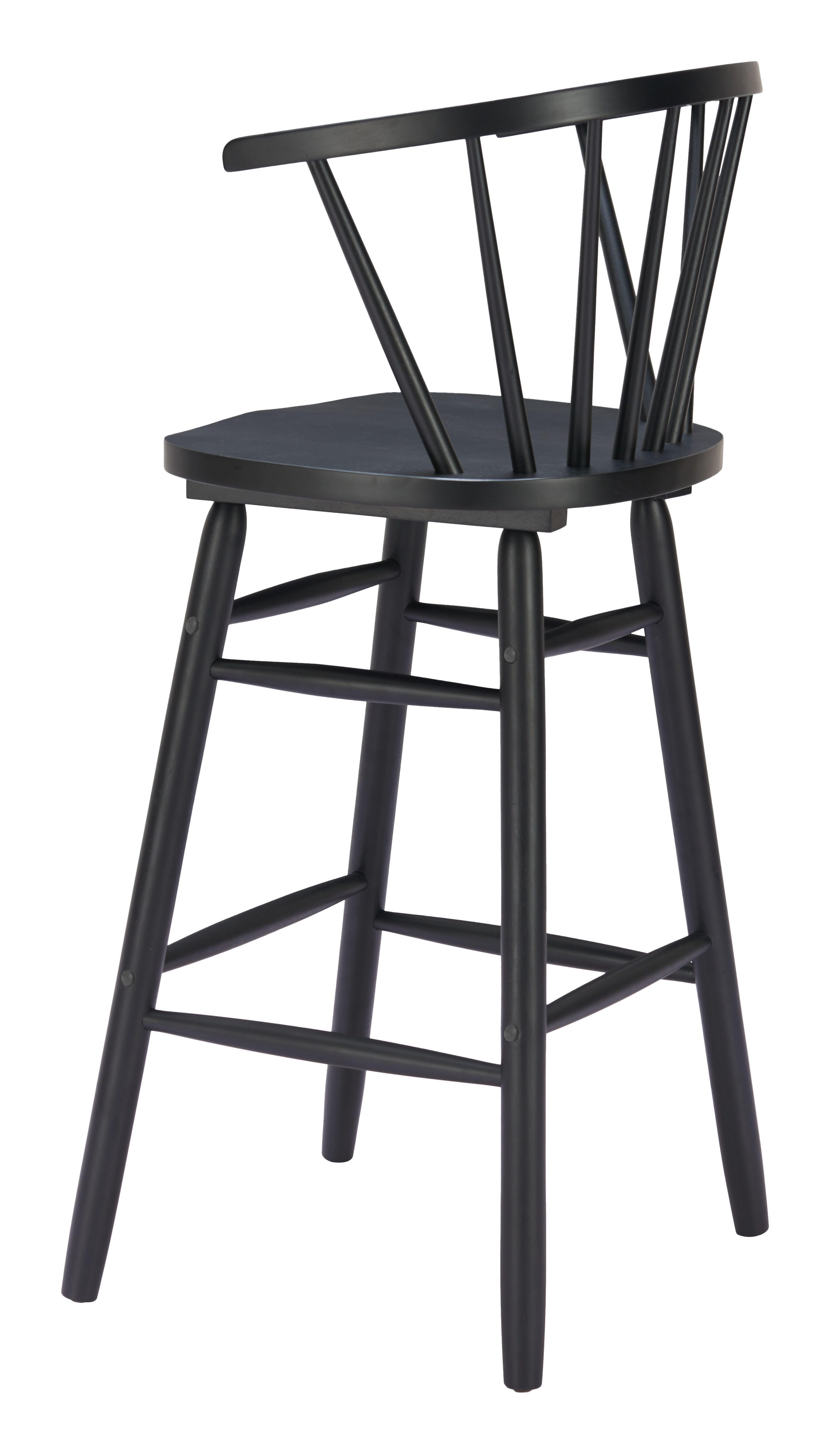 ZUO Stenger Bar Height  Bar Stool (Set of 2), Black, large