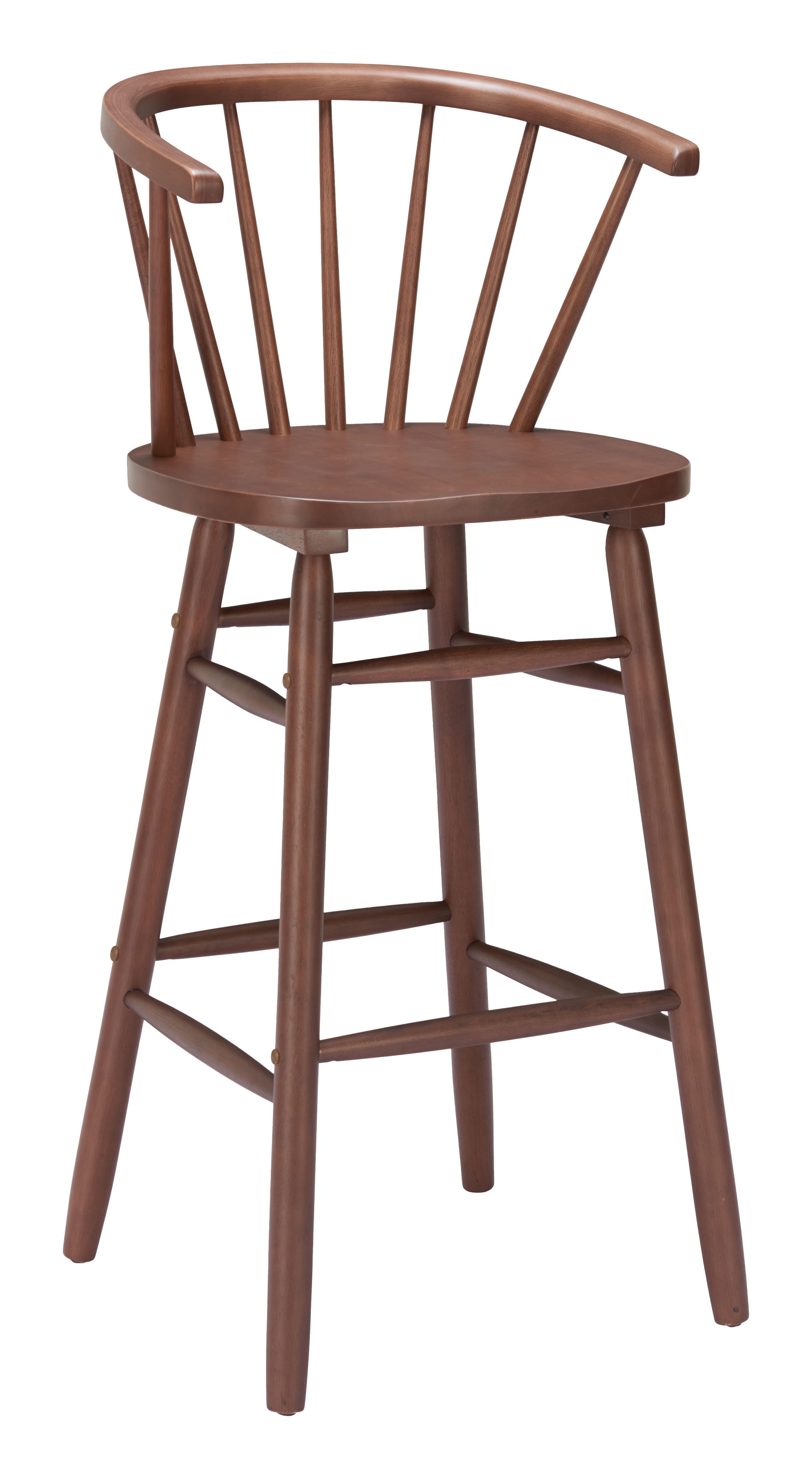 ZUO Stenger Bar Height  Bar Stool (Set of 2), Walnut, large
