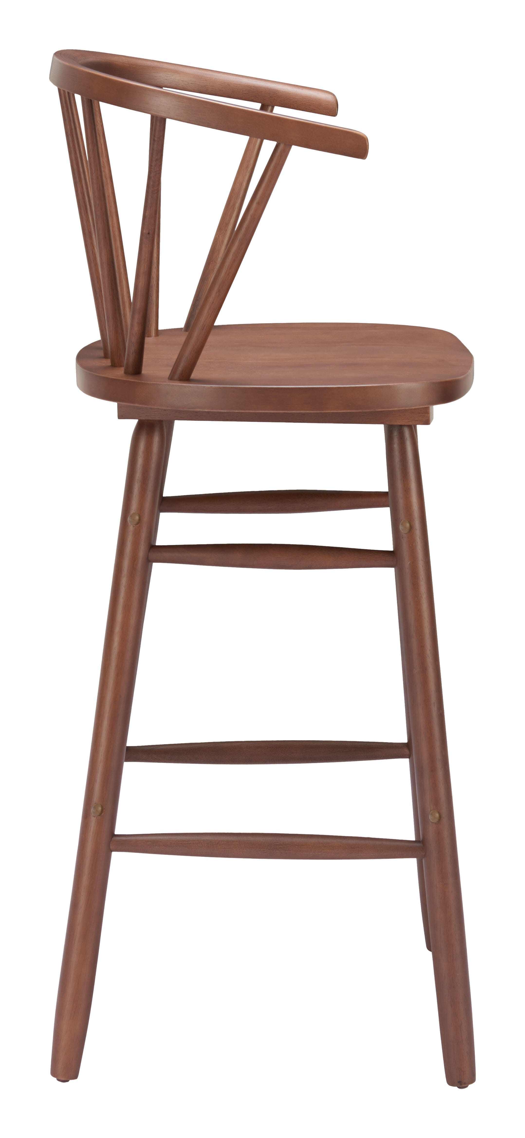 ZUO Stenger Bar Height  Bar Stool (Set of 2), Walnut, large