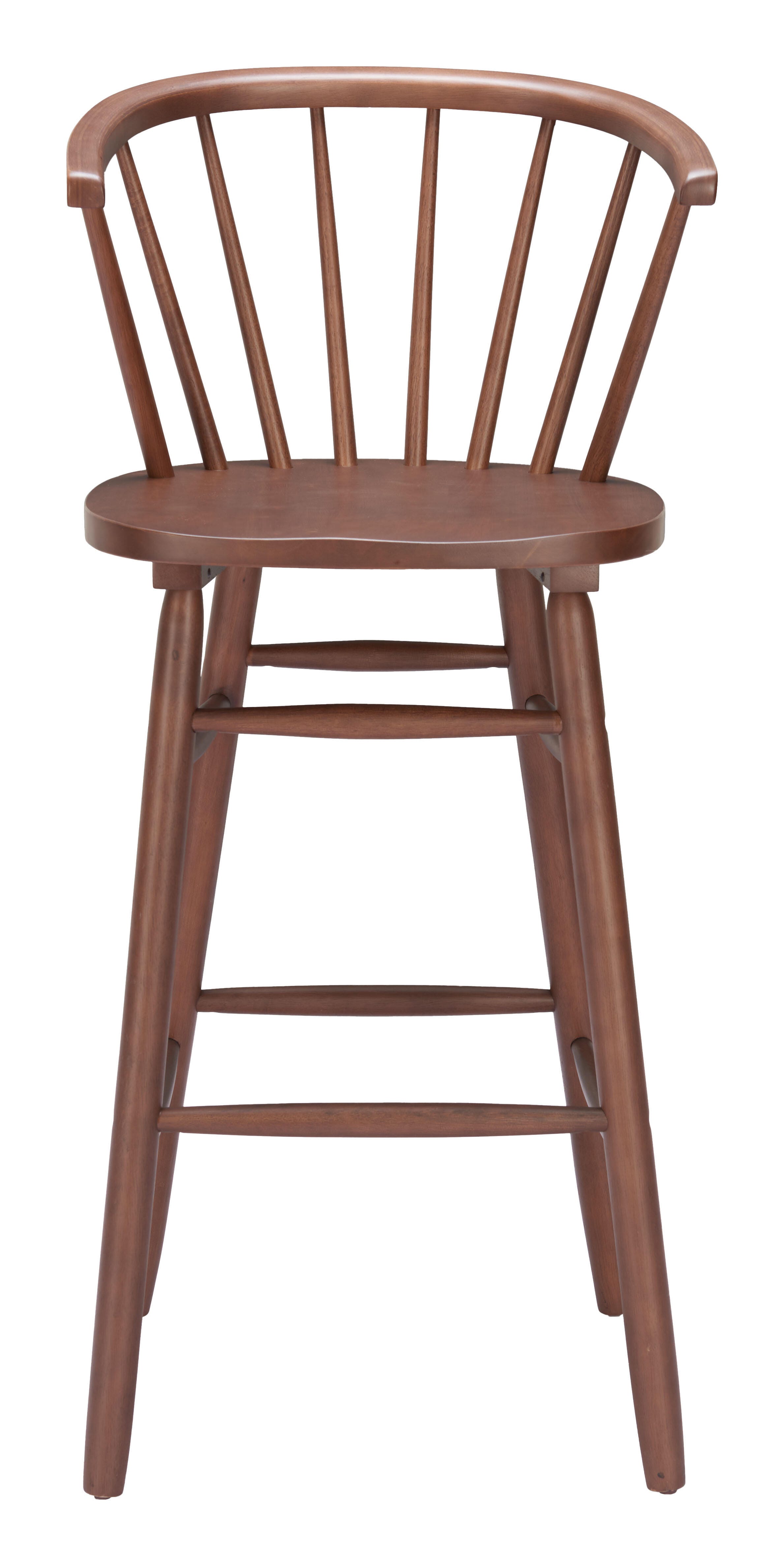 ZUO Stenger Bar Height  Bar Stool (Set of 2), Walnut, large