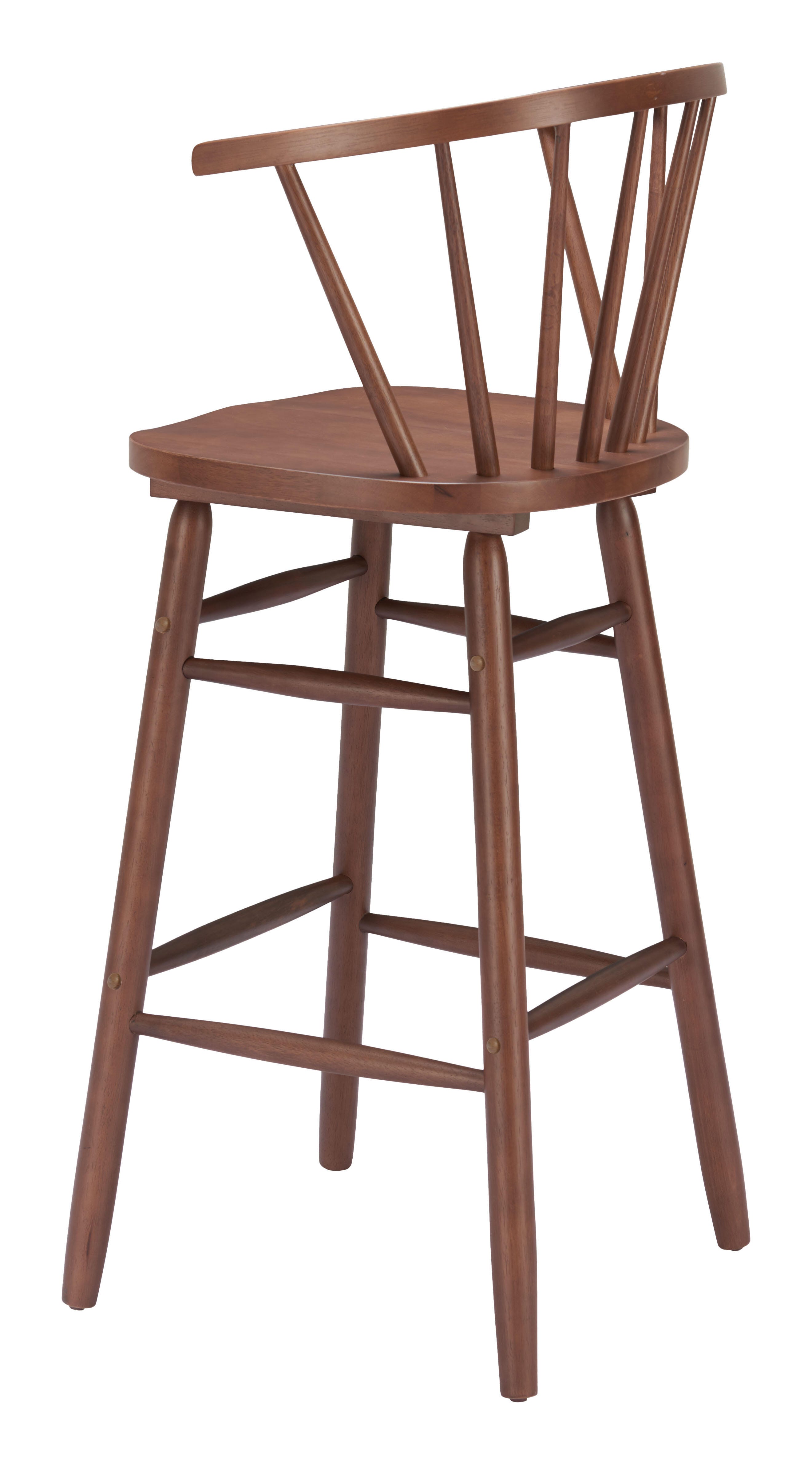 ZUO Stenger Bar Height  Bar Stool (Set of 2), Walnut, large