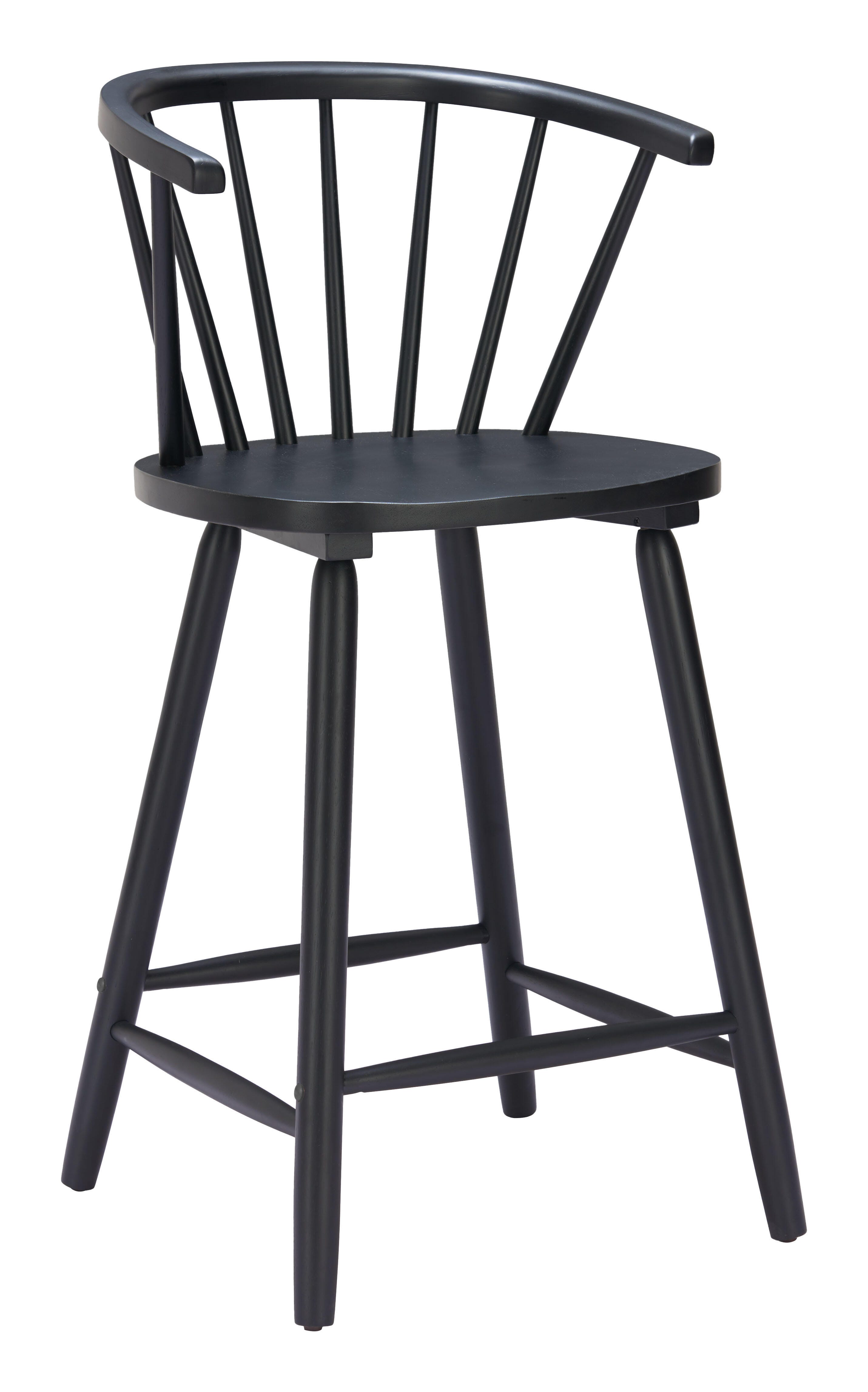 ZUO Stenger Counter Height Bar Stool (Set of 2), Black, large