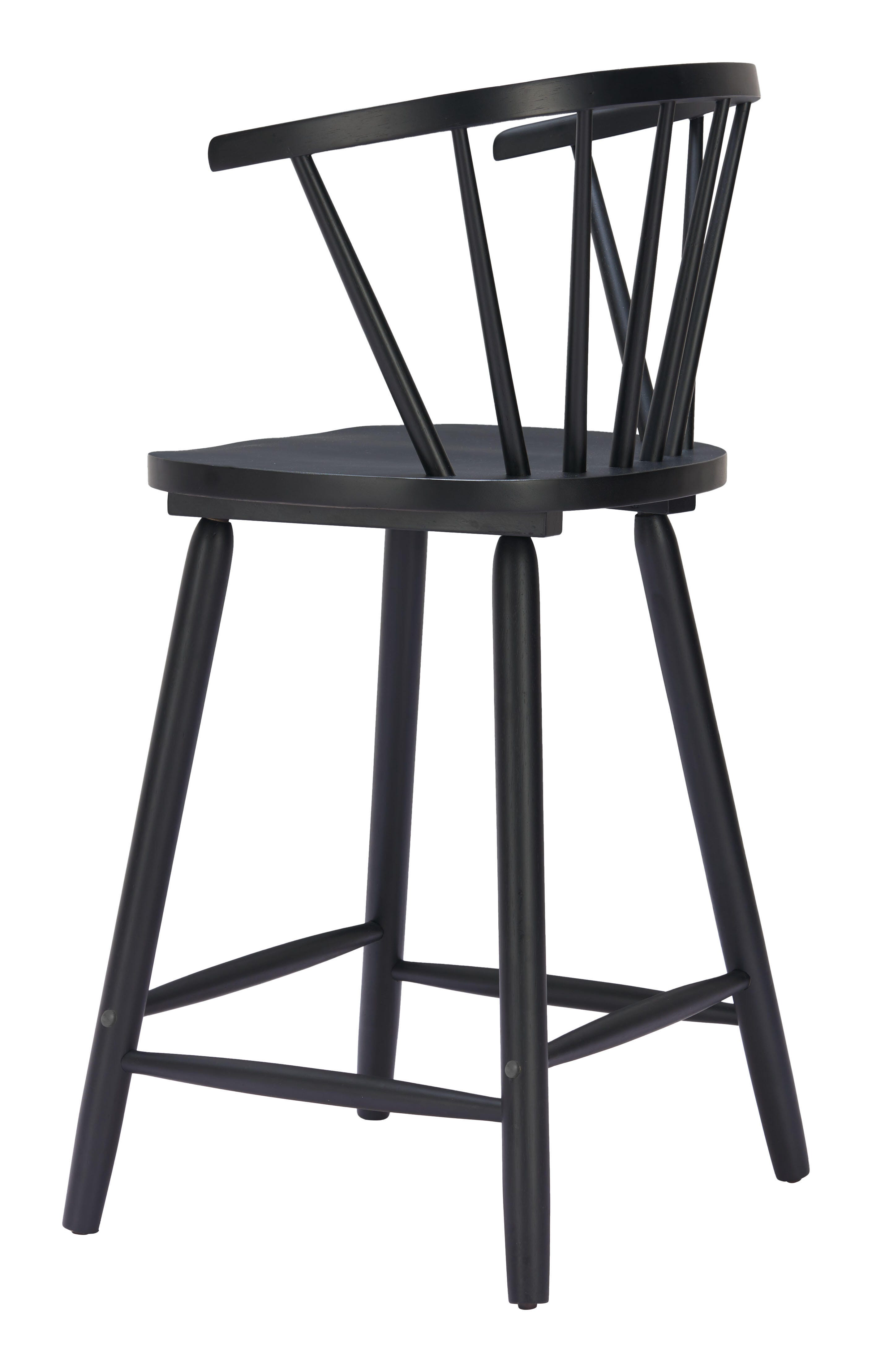 ZUO Stenger Counter Height Bar Stool (Set of 2), Black, large