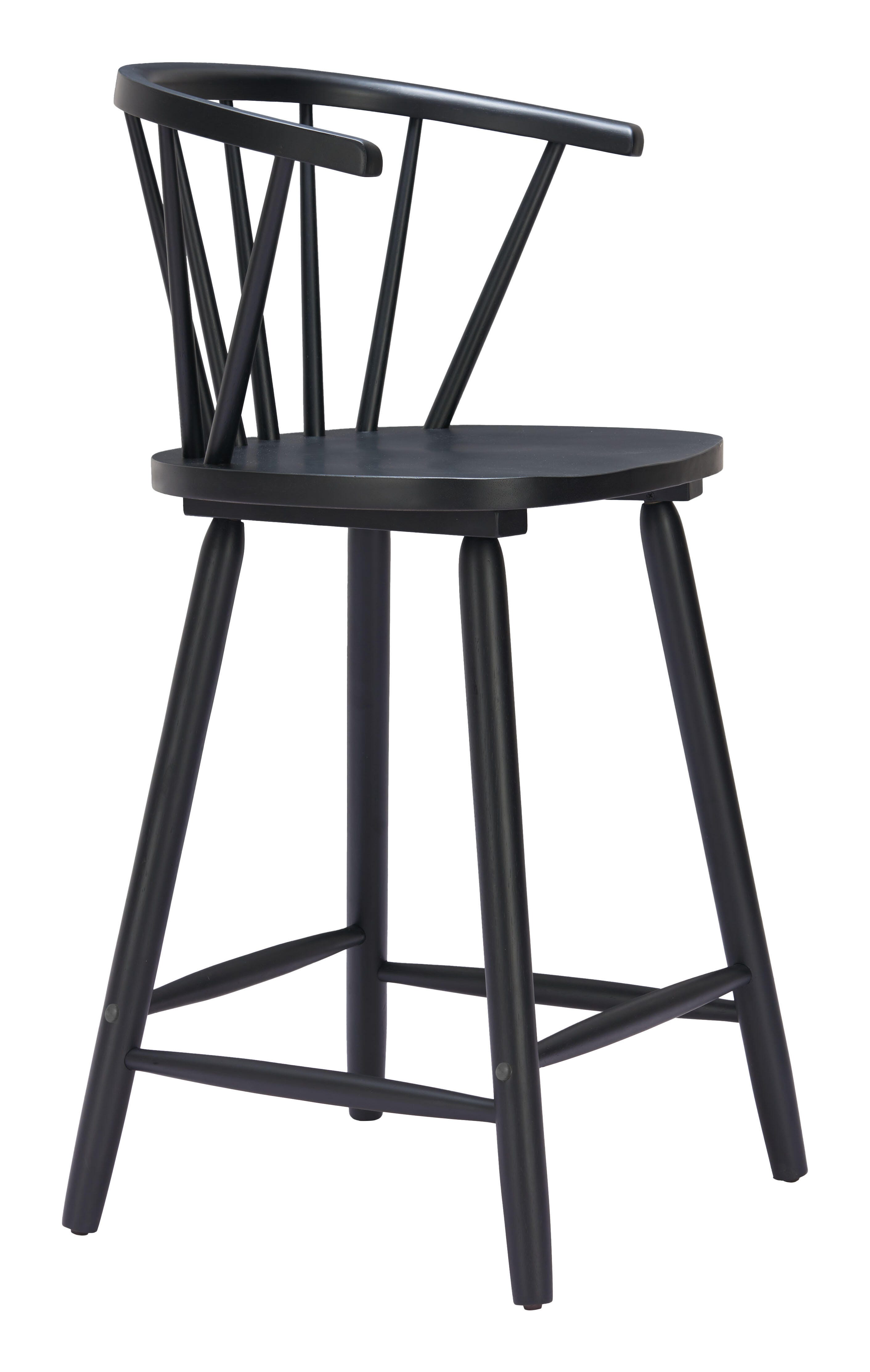 ZUO Stenger Counter Height Bar Stool (Set of 2), Black, large