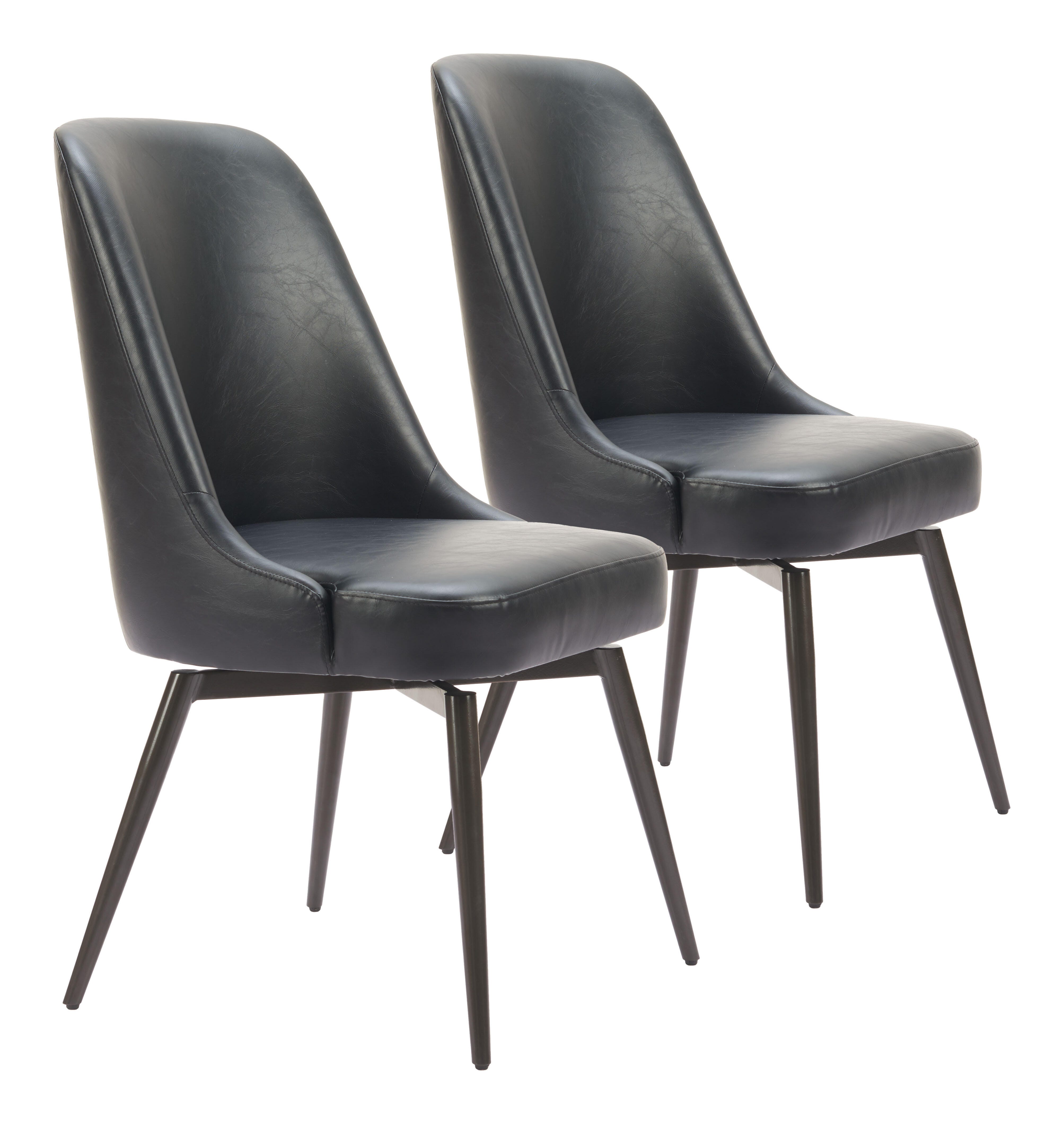 ZUO Keppel Swivel Dining Chair (Set of 2), Black, large