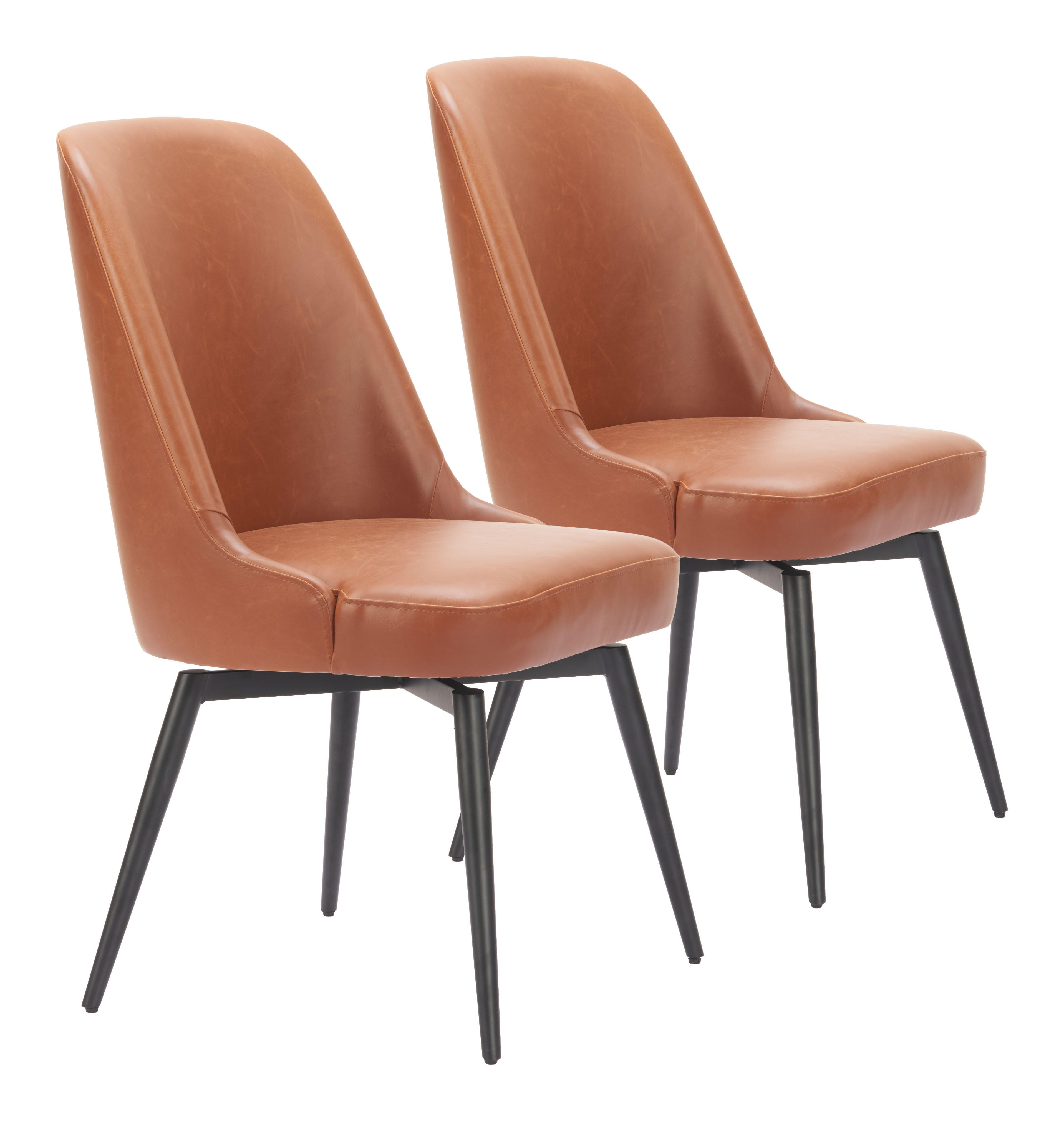 ZUO Keppel Swivel Dining Chair (Set of 2), Brown, large