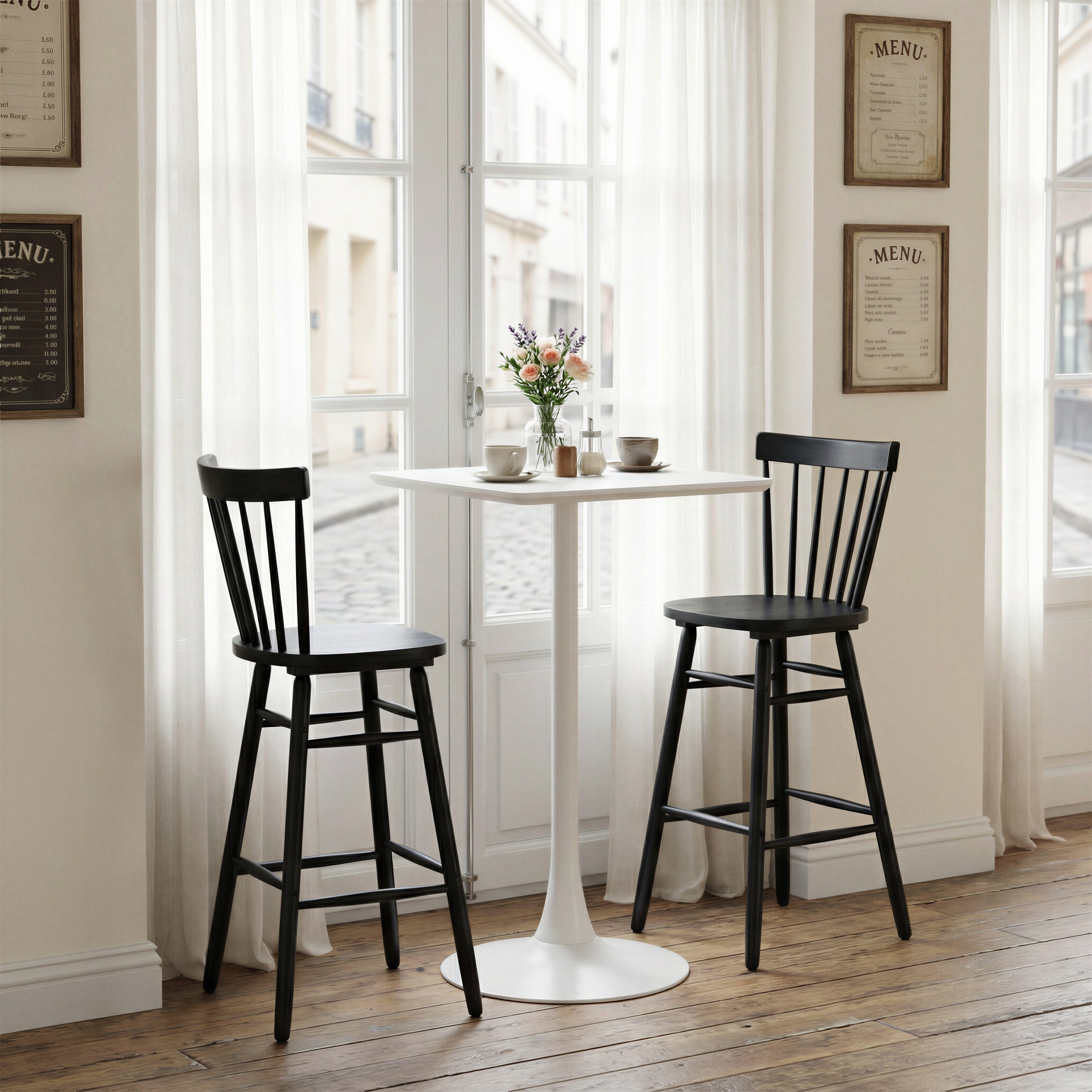 ZUO Tyce Bar Height  Bar Stool (Set of 2), Black, rollover