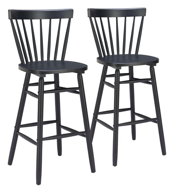 ZUO Tyce Bar Height Bar Stool (Set of 2), Black