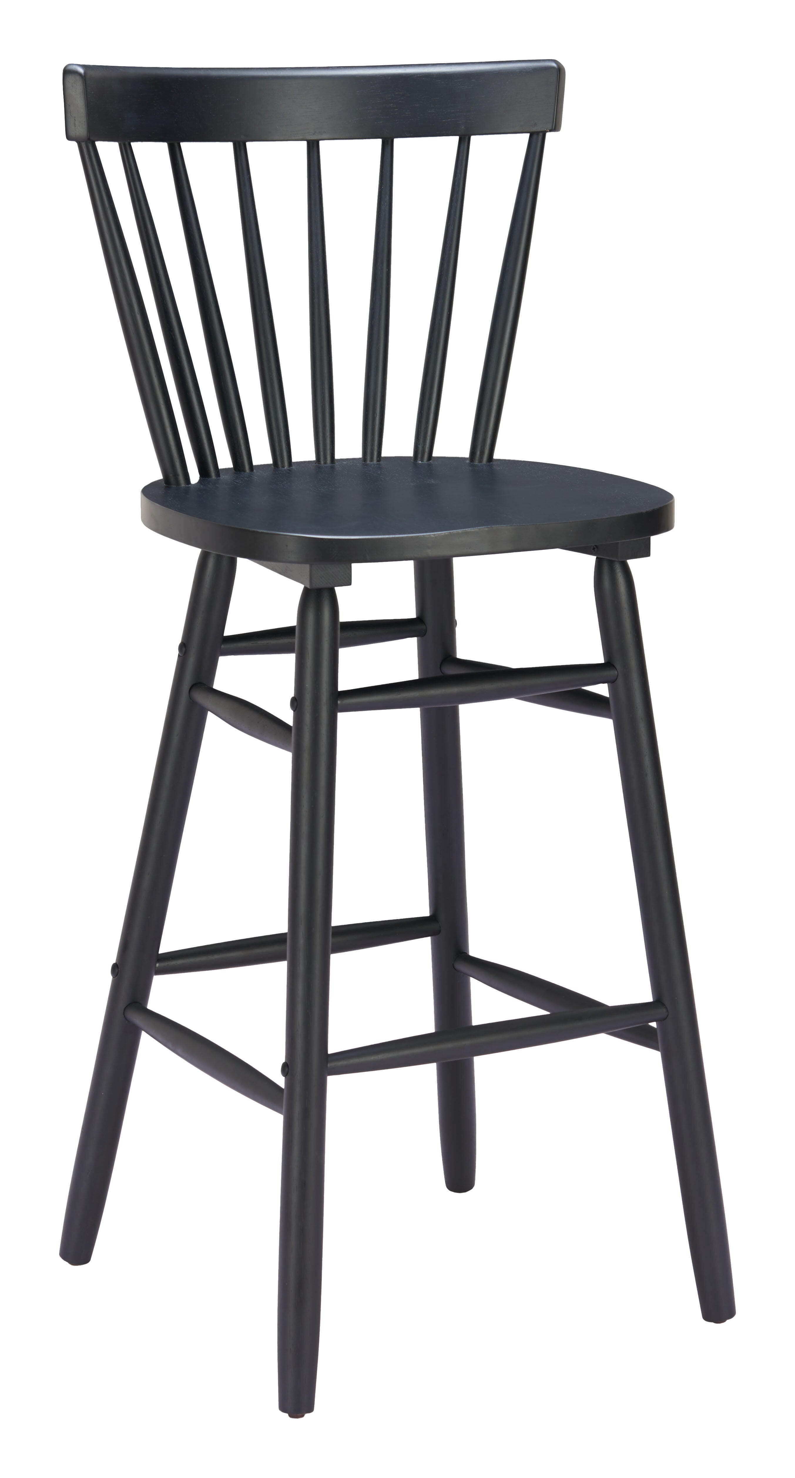 ZUO Tyce Bar Height  Bar Stool (Set of 2), Black, large