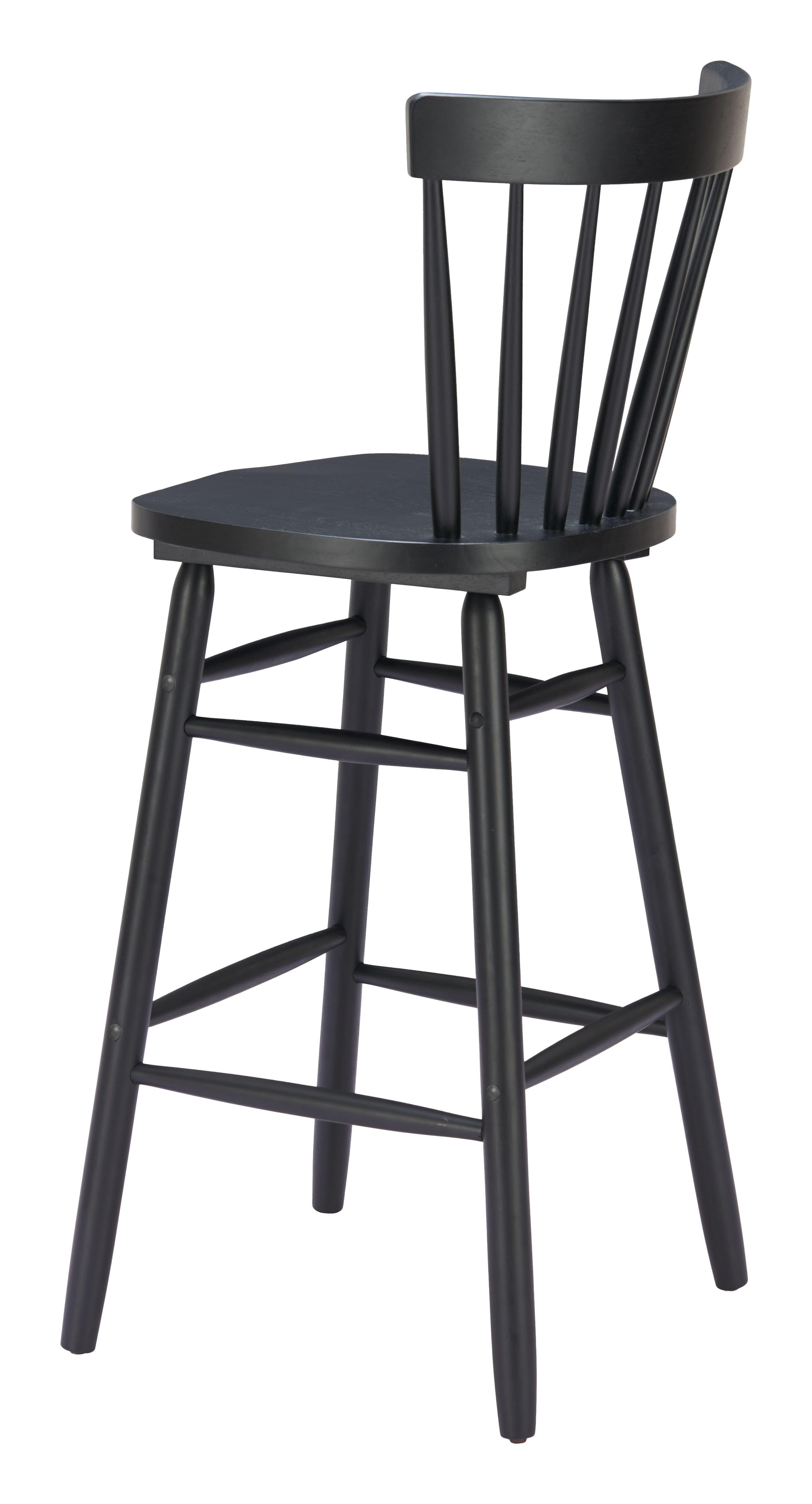 ZUO Tyce Bar Height  Bar Stool (Set of 2), Black, large