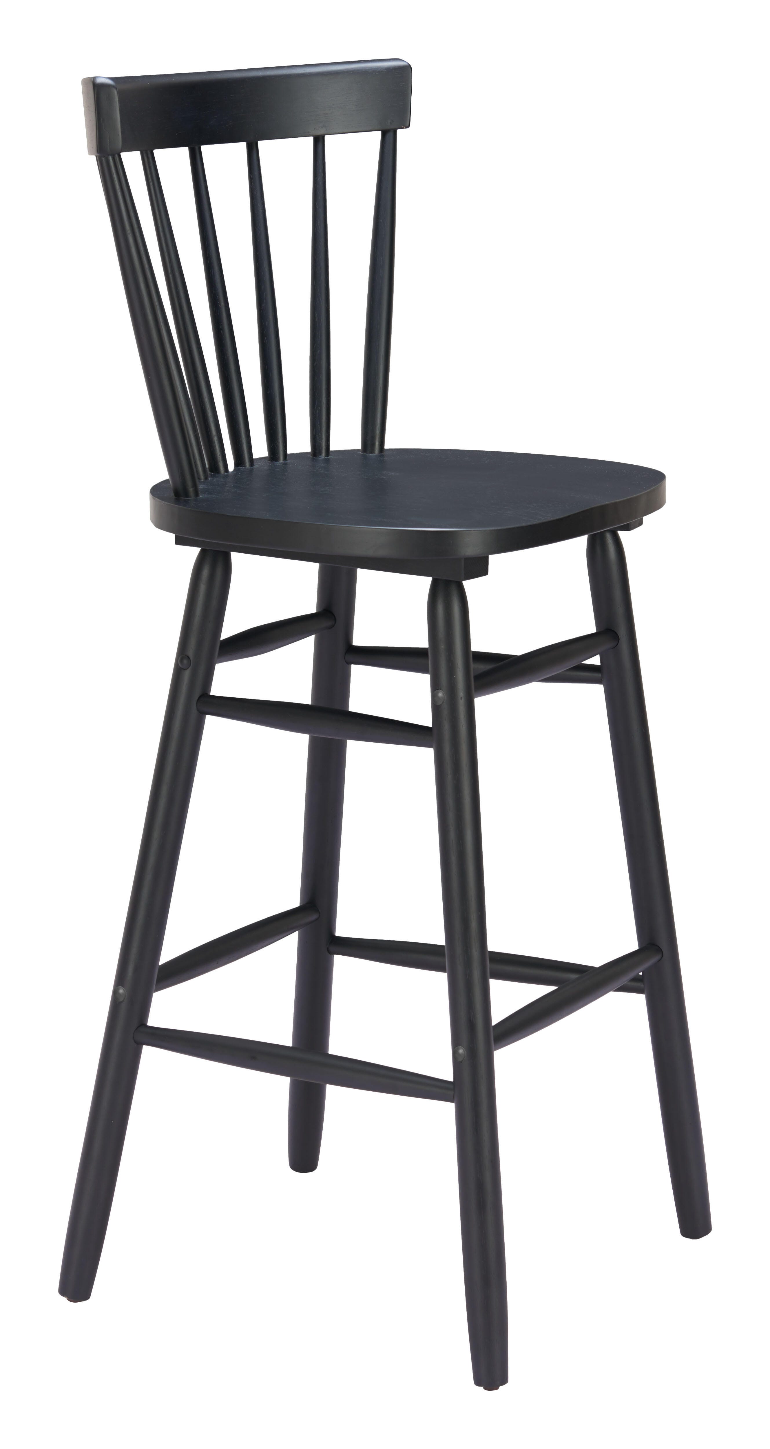 ZUO Tyce Bar Height  Bar Stool (Set of 2), Black, large