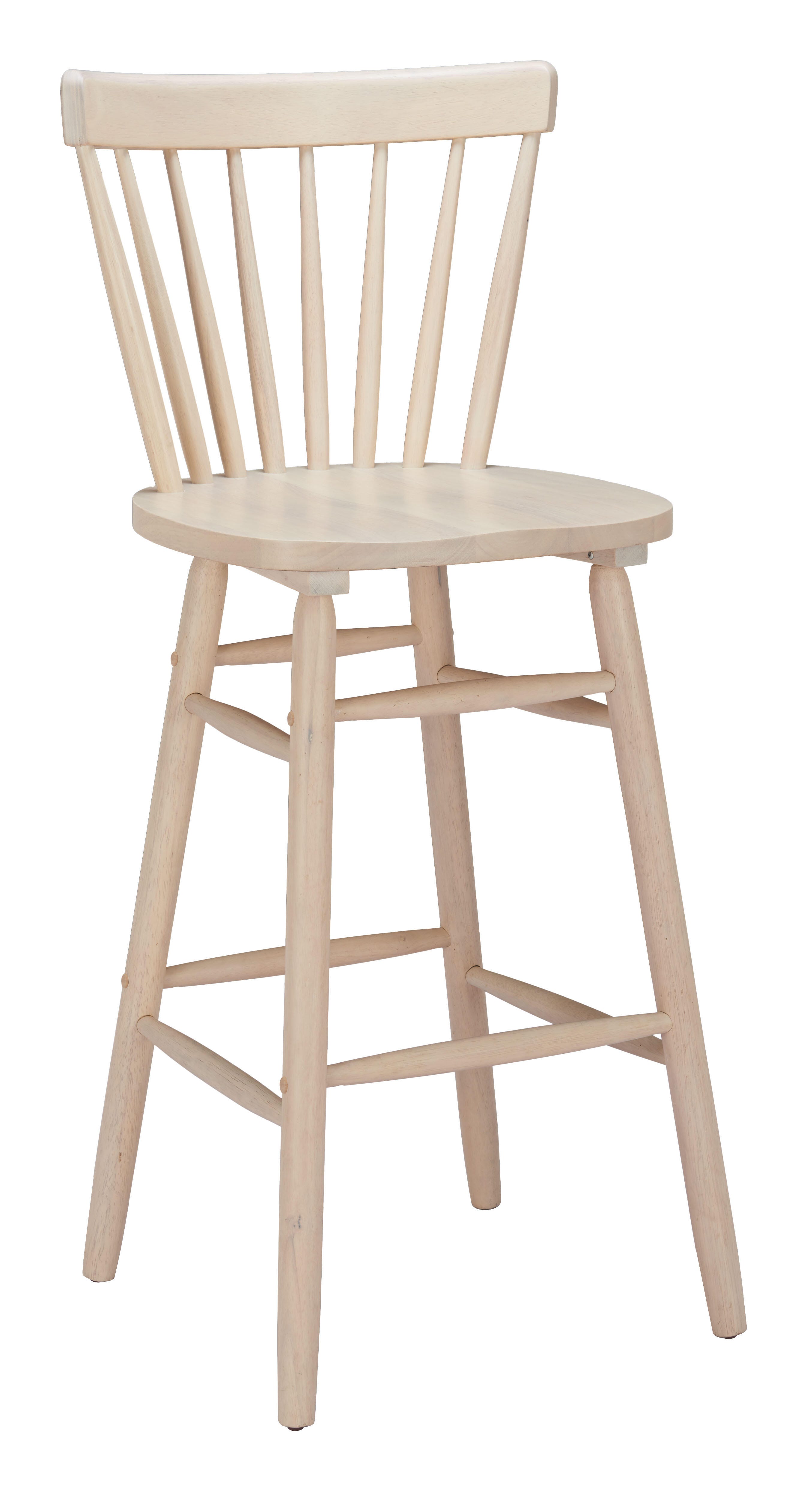 ZUO Tyce Bar Height  Bar Stool (Set of 2), Natural, large
